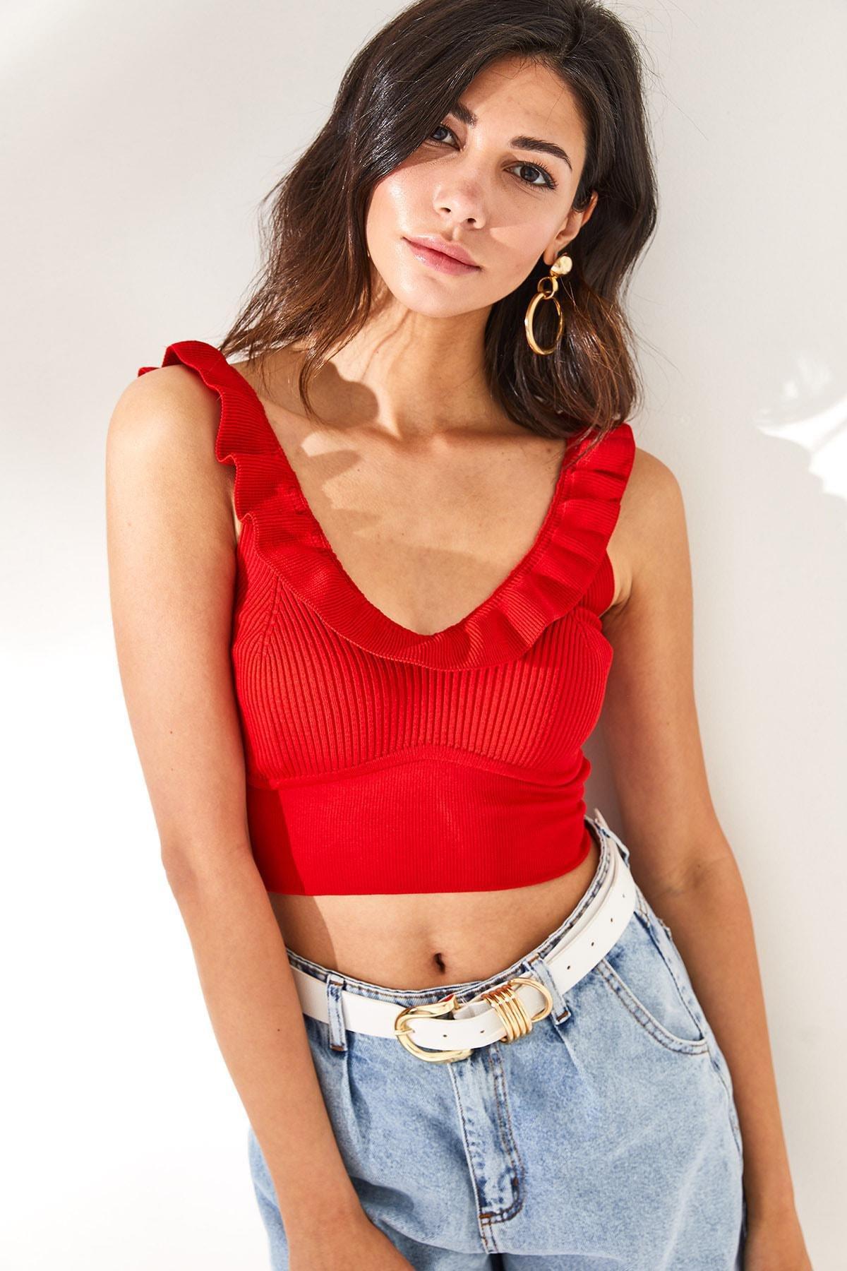 Red Slim Fit Blouse, Red, large image number 1
