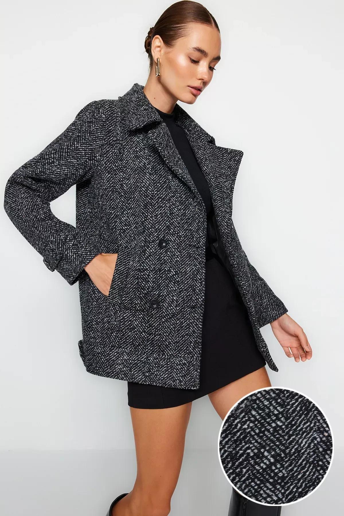 Black Oversize Coat, BLACK, medium