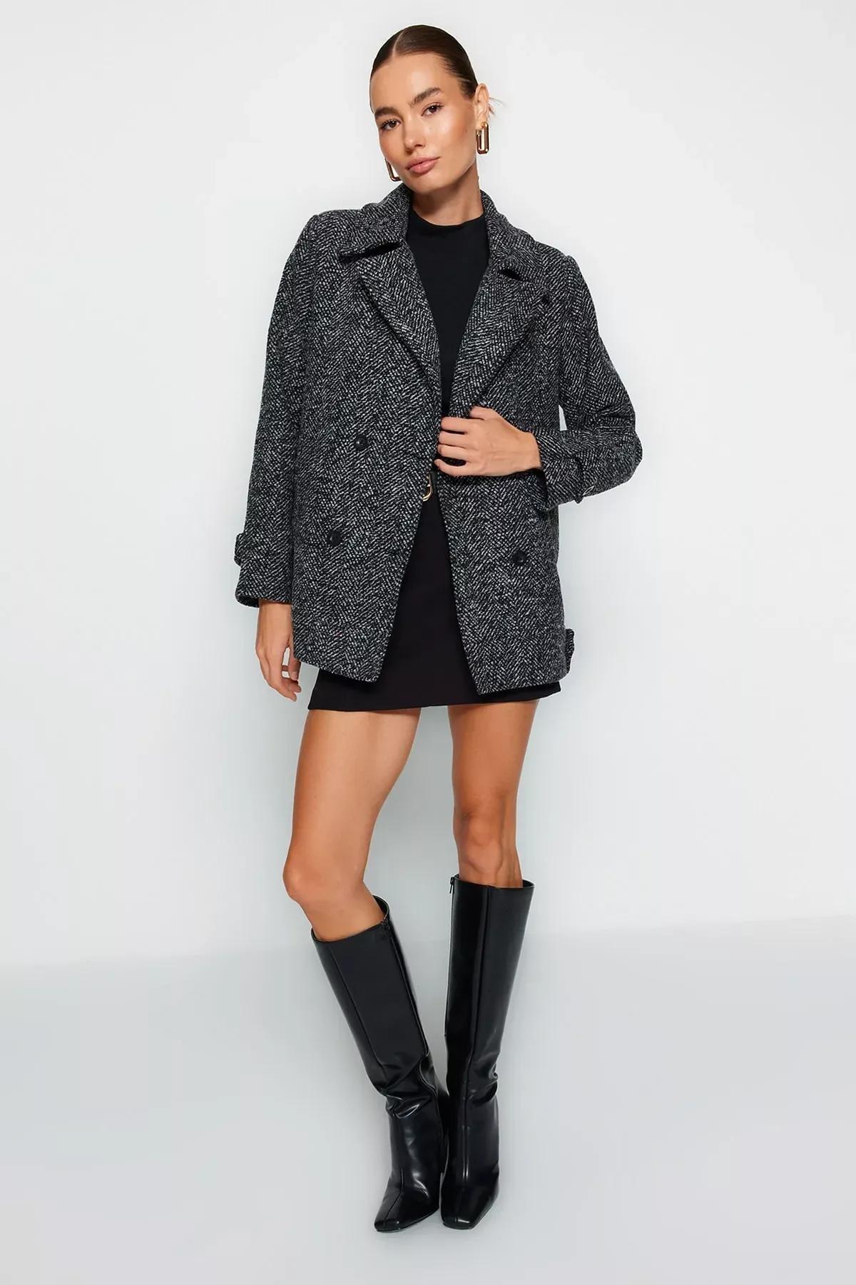 Black Oversize Coat, BLACK, medium