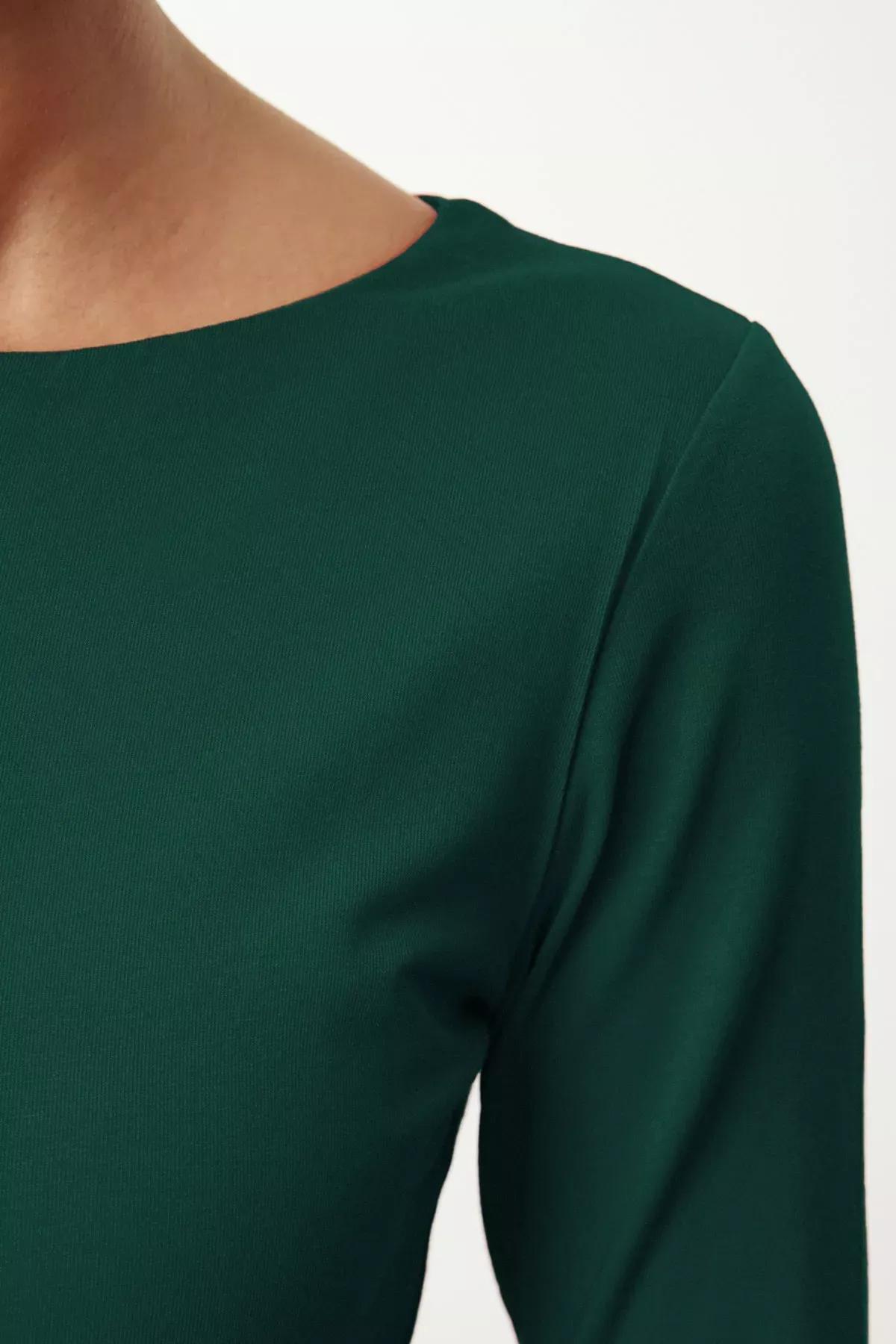 بلوزة بفتحة رقبة مفتوحة للأكتاف، أخضر, Emerald, large image number 3