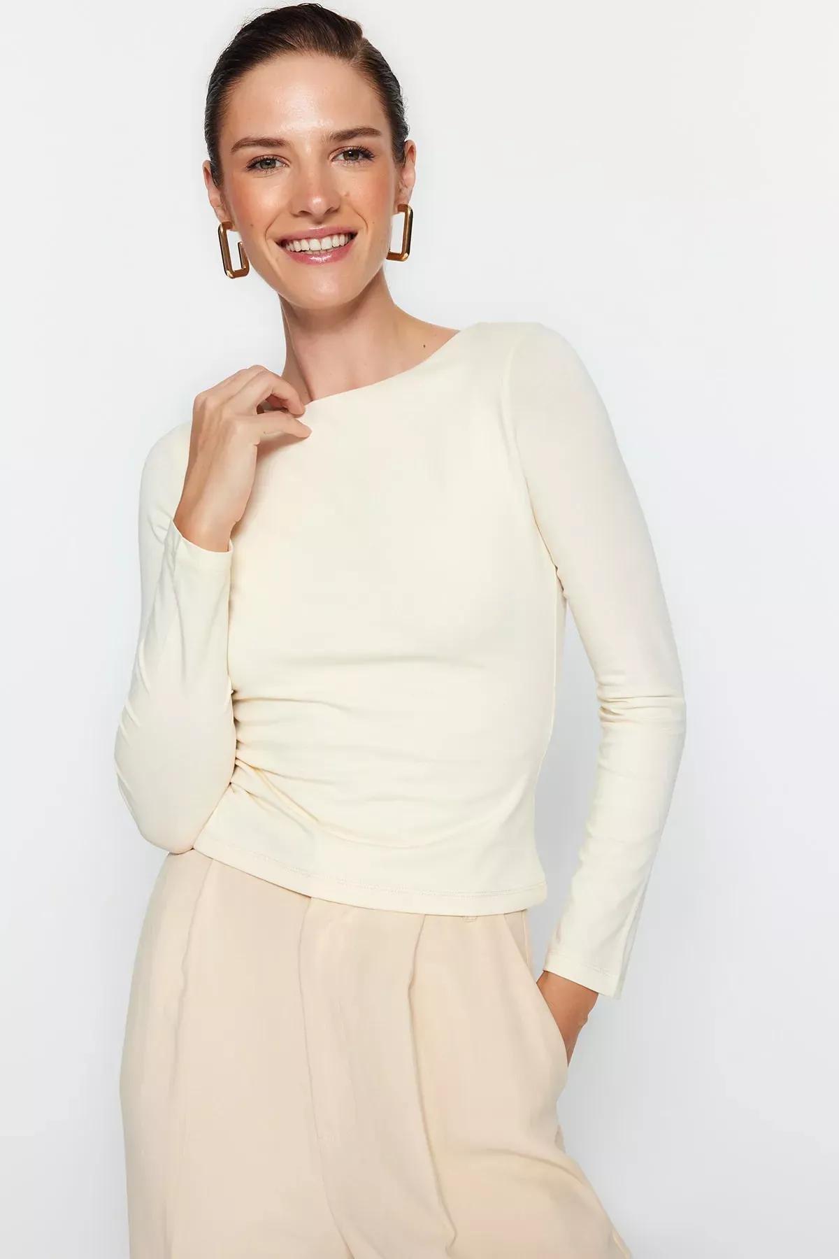 Beige Slim Fit Blouse, Rock, large image number 3