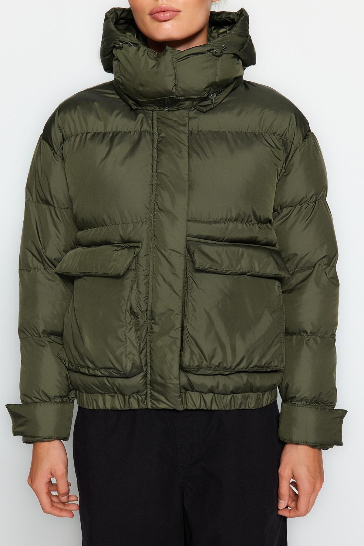 Trendyol - Green Oversized Hooded Jacket
