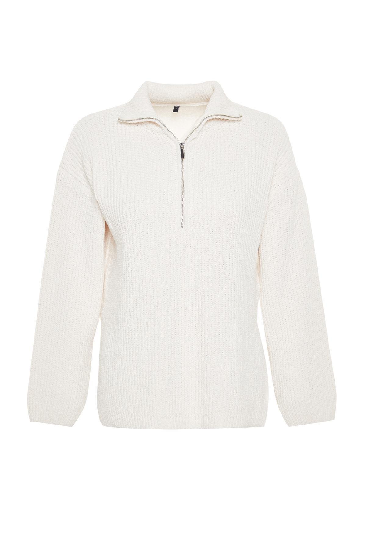 Cream Oversize Knitwear Sweater, , large image number 5