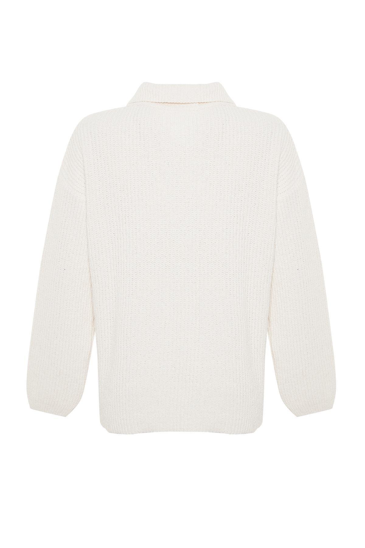 Cream Oversize Knitwear Sweater, , large image number 7