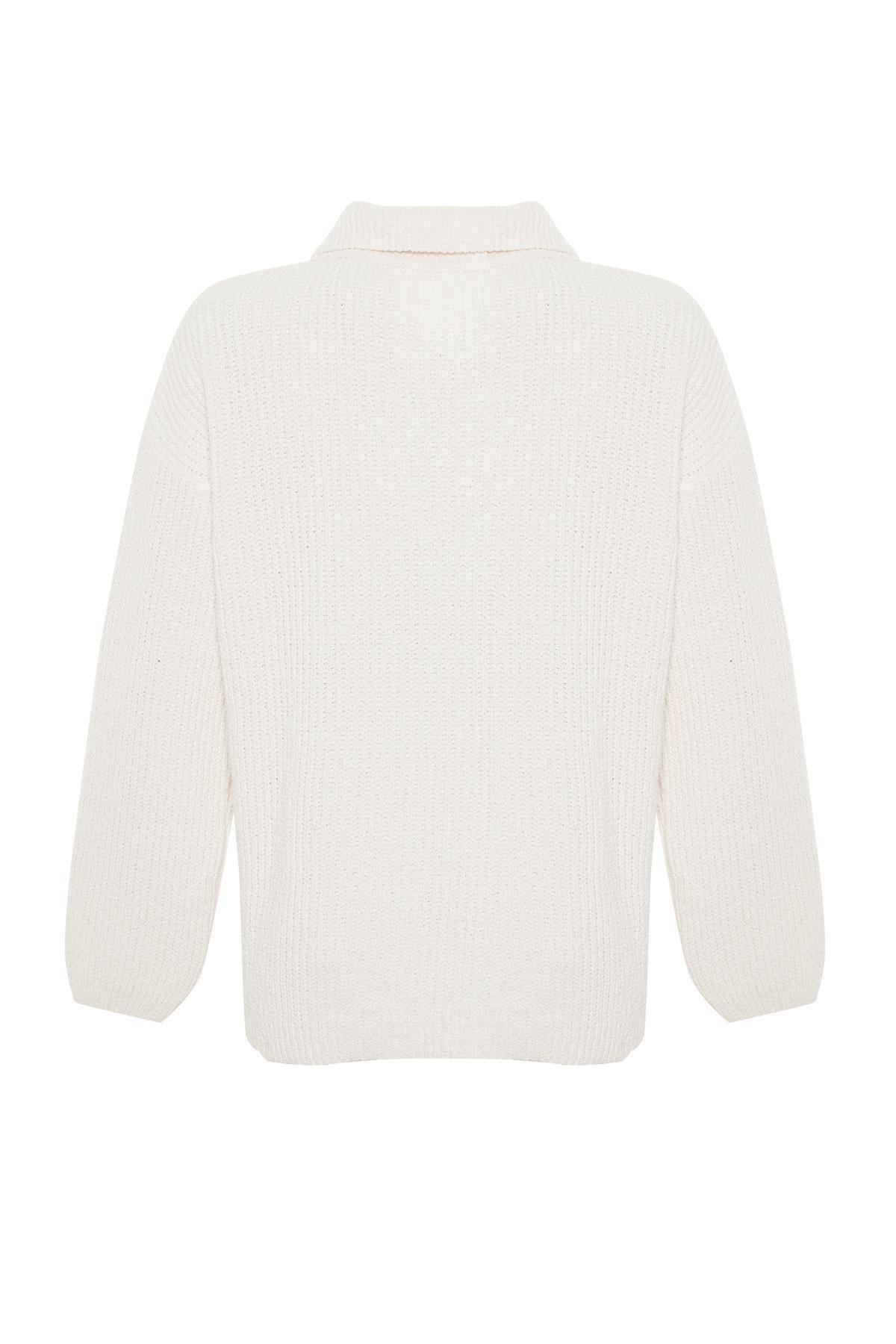 Trendyol - Cream Oversize Knitwear Sweater