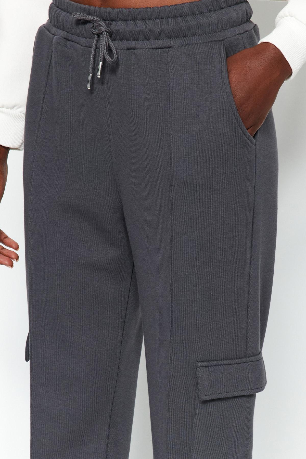 Grey Cargo Loose Joggers With Pocket Sweatpants, Anthracite, large image number 4