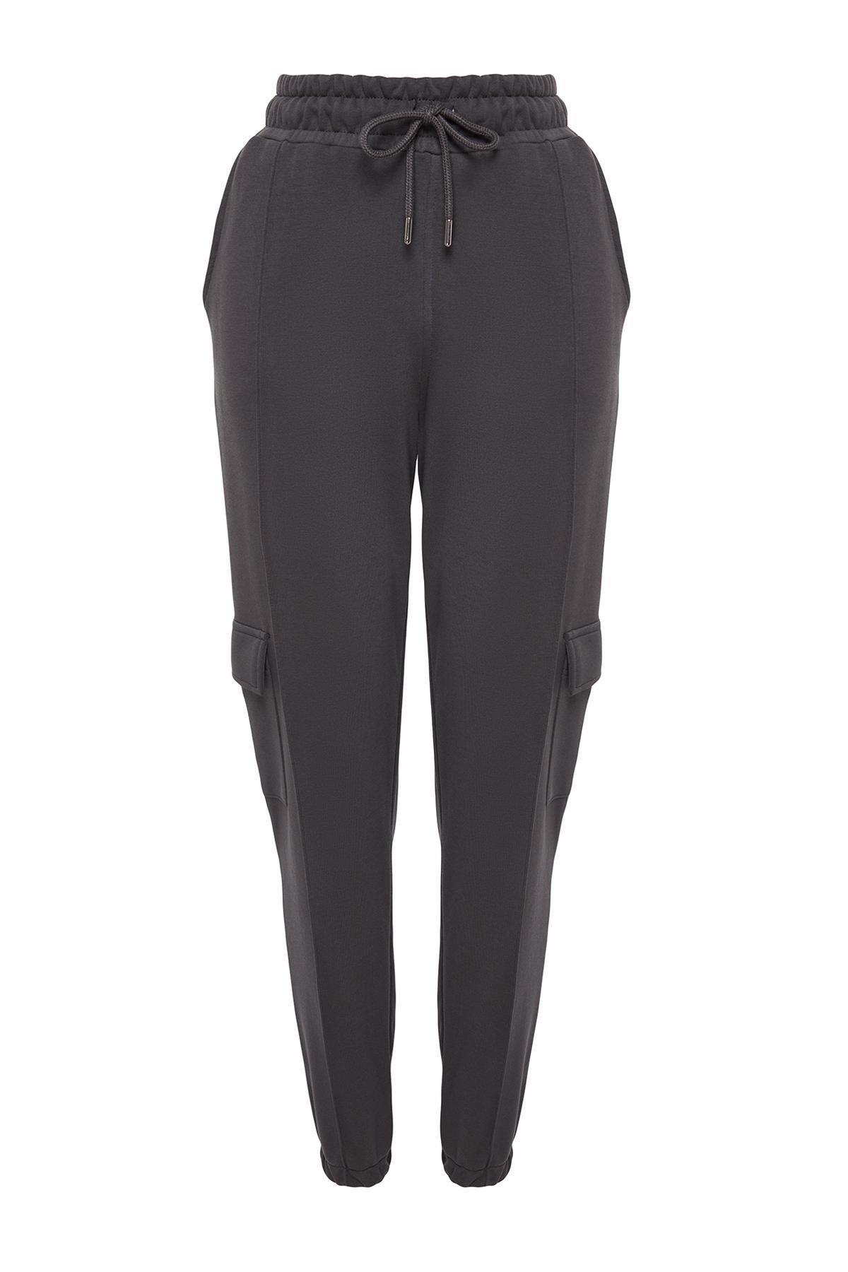 Grey Cargo Loose Joggers With Pocket Sweatpants, Anthracite, large image number 5