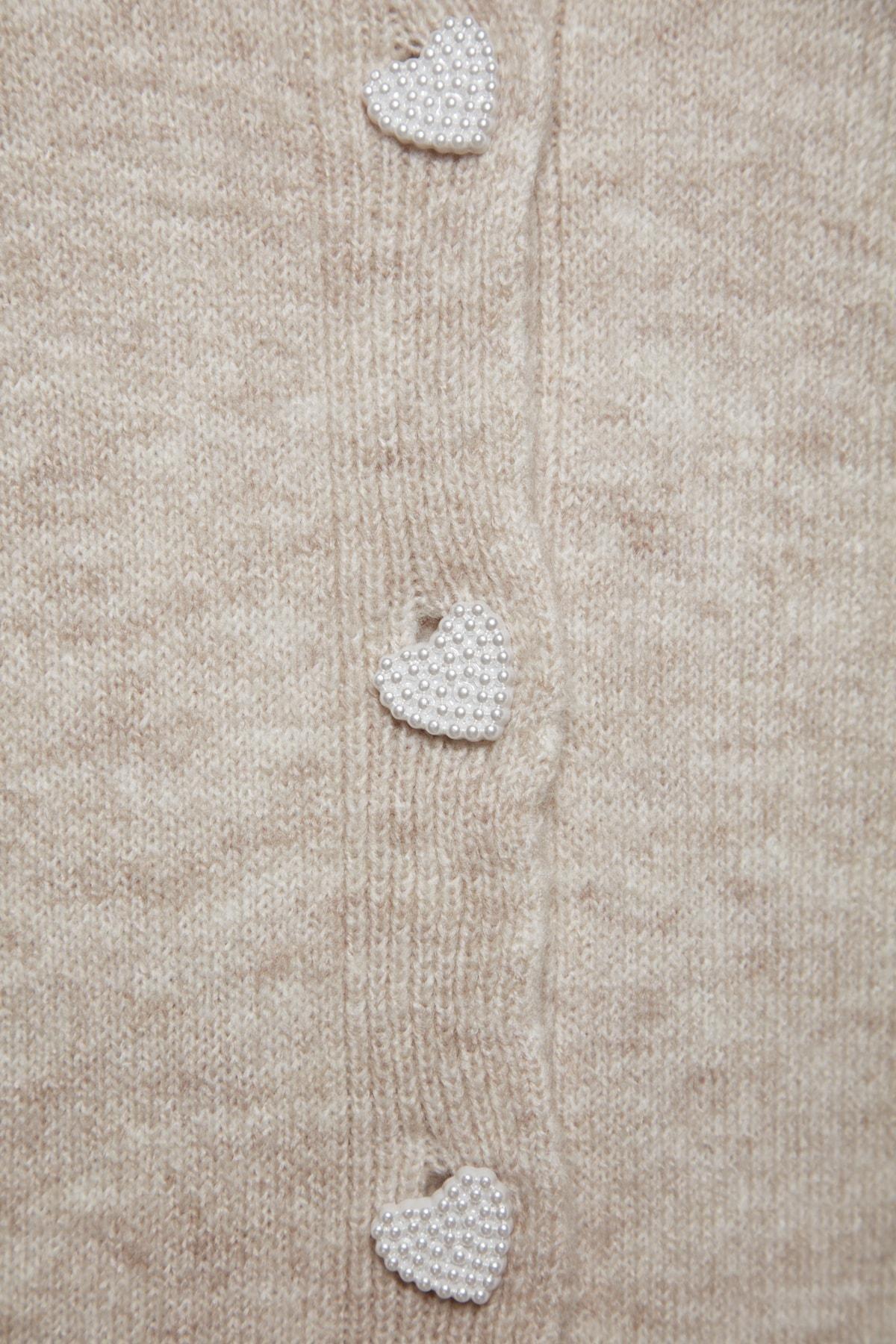 Beige Pearl Buttons Knitwear Co-Ord Set, , large image number 7