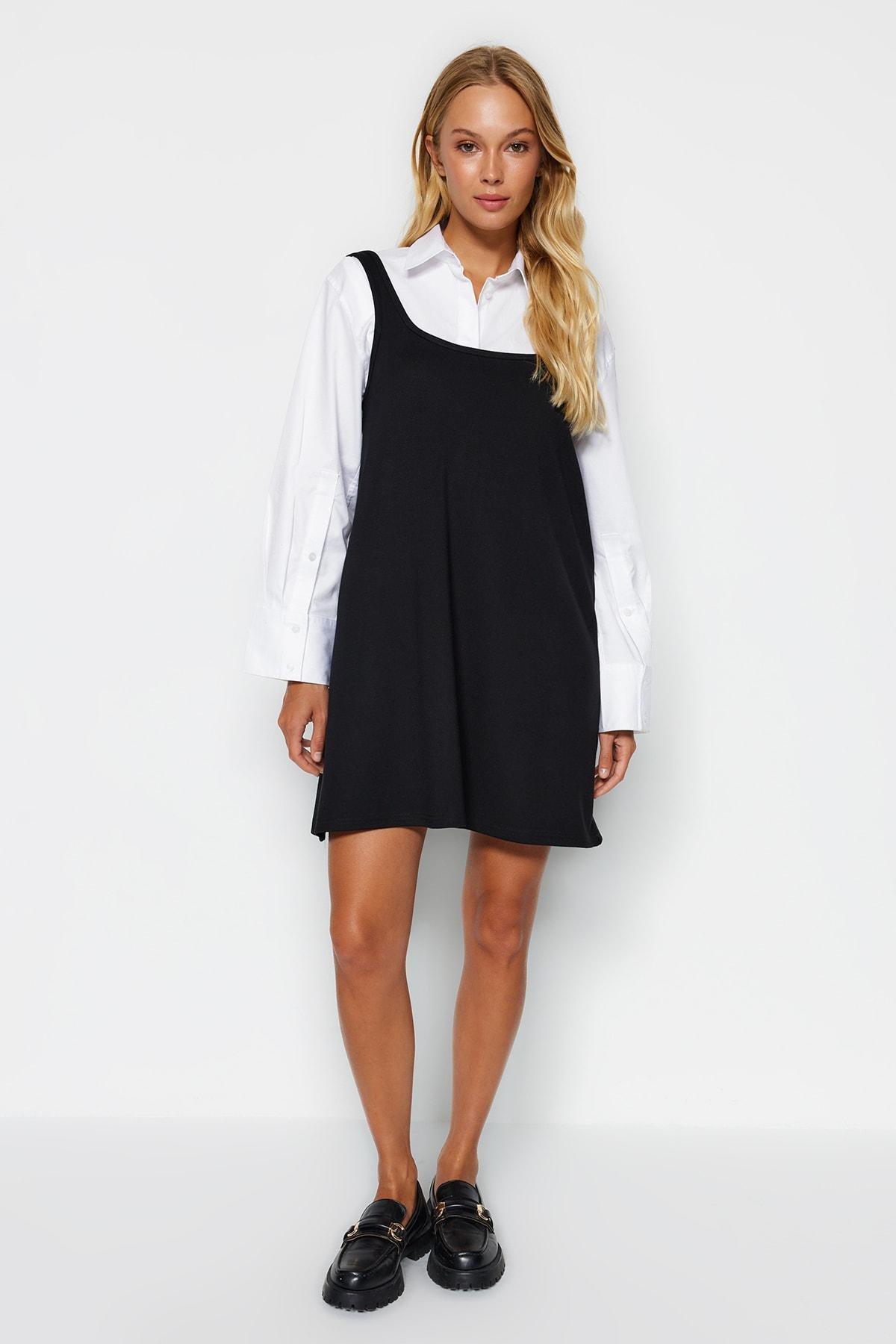 Black Gilet Skater Waistcoat Dress, , large image number 1
