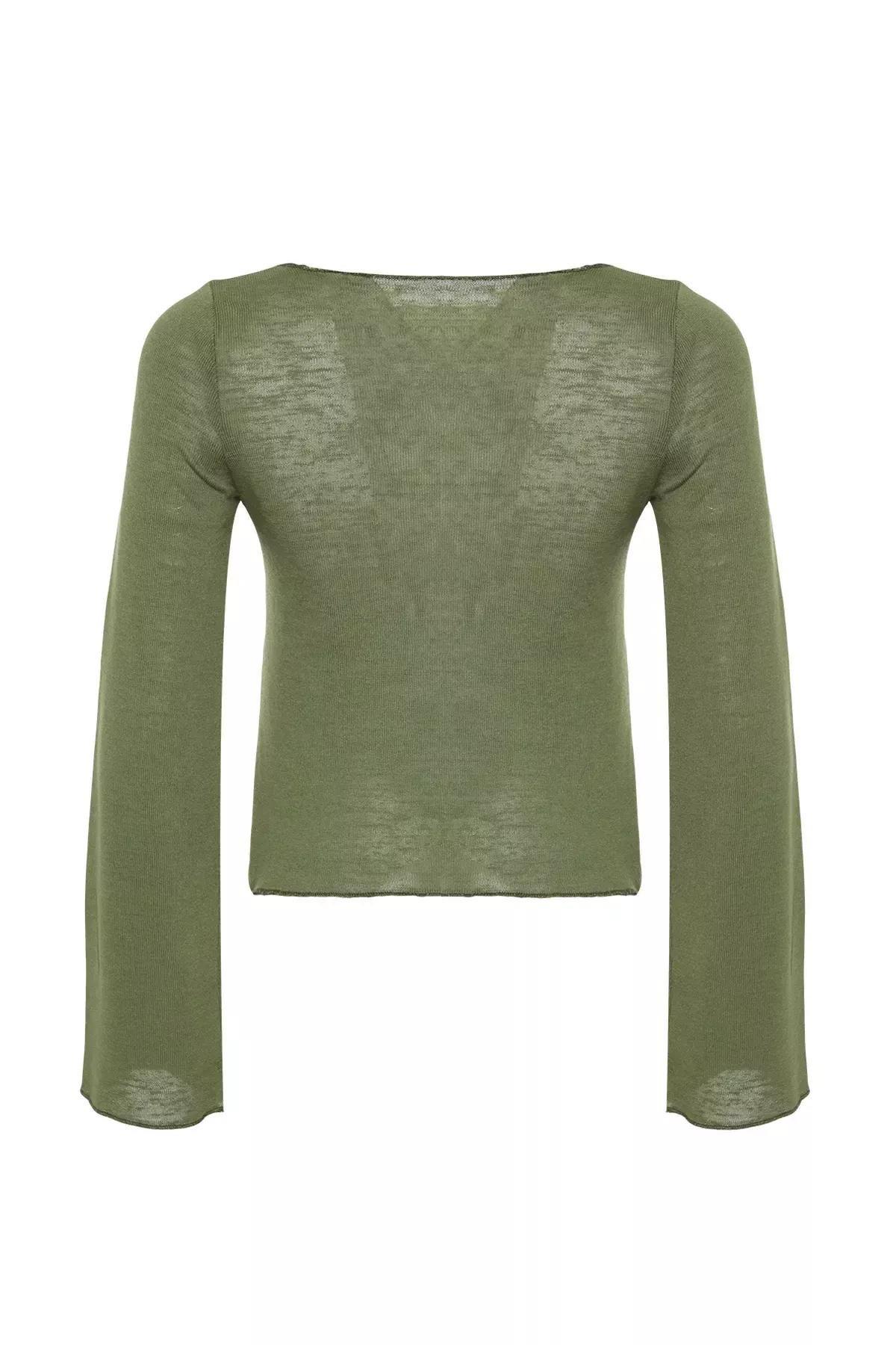 بلوزة مُحاكة قصيرة، كاكي, Khaki, large image number 7