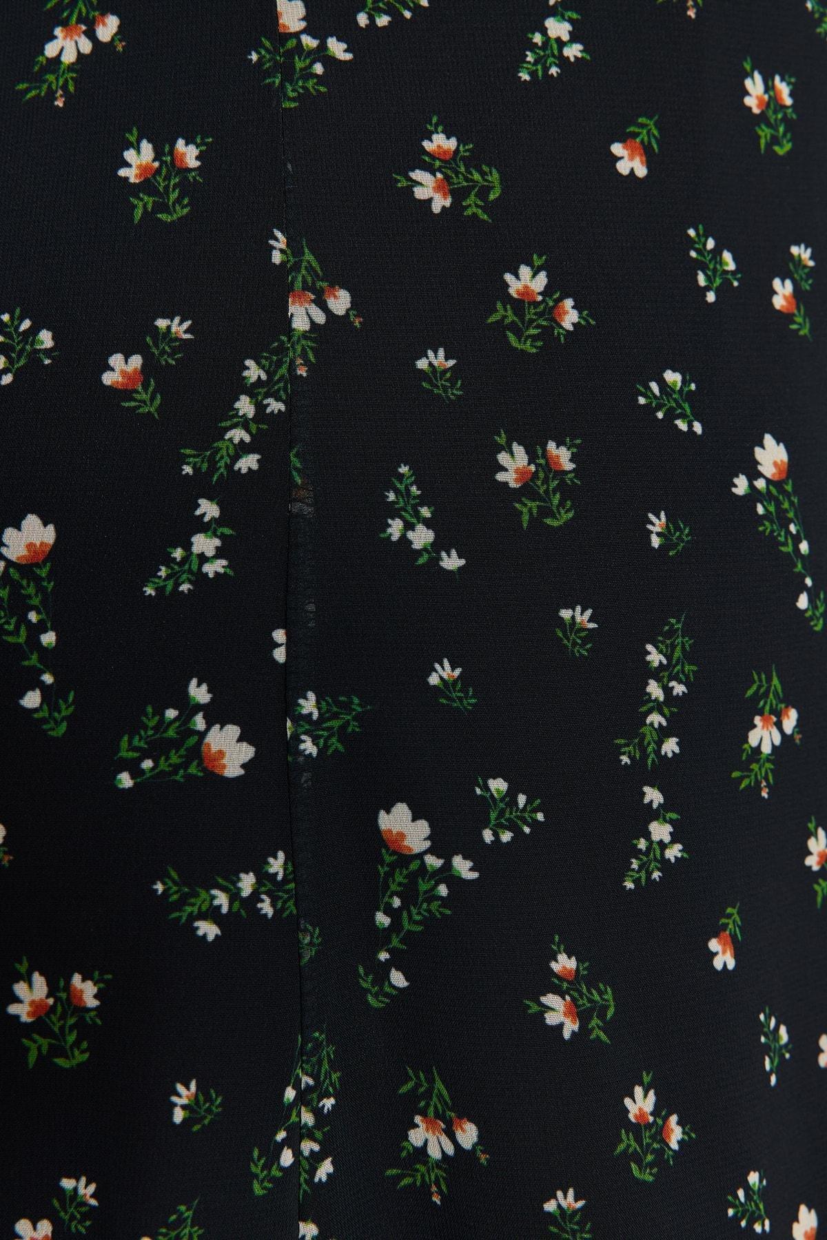 Black Floral Pattern Chiffon Mini Dress, , large image number 4