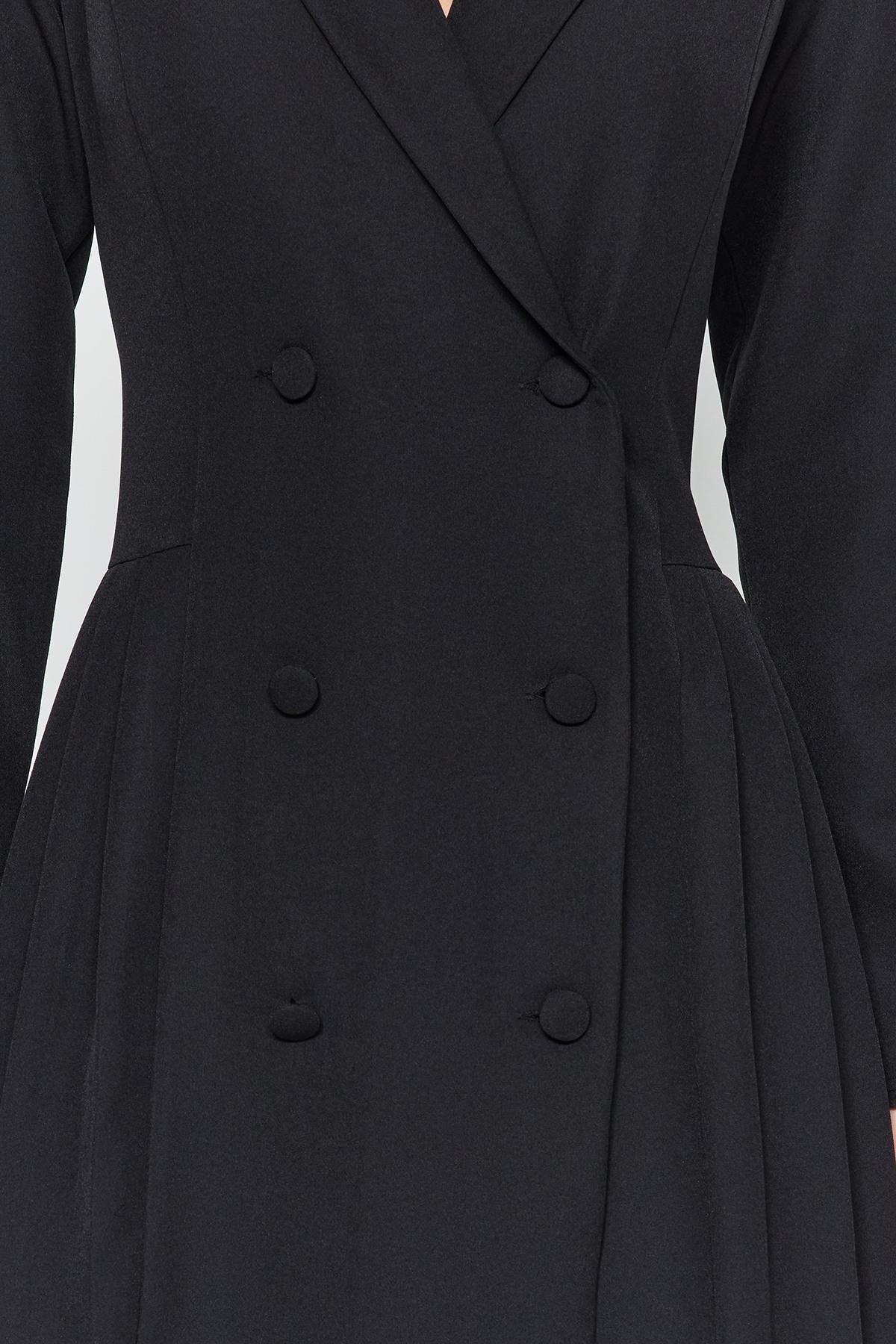 Black Pleated Woven Jacket Dress, , large image number 3