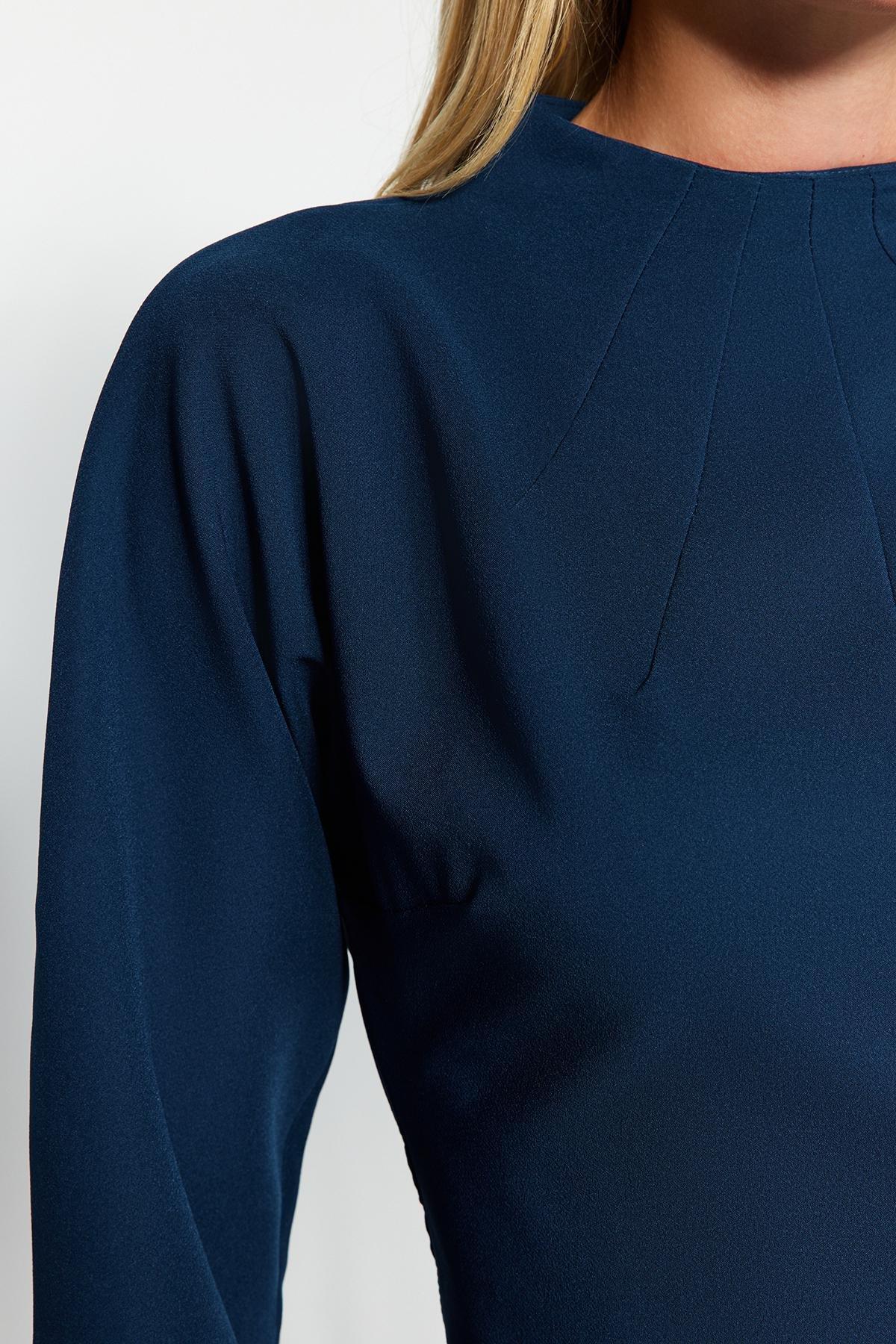 Trendyol - Navy Shirring Detailed Woven Dress