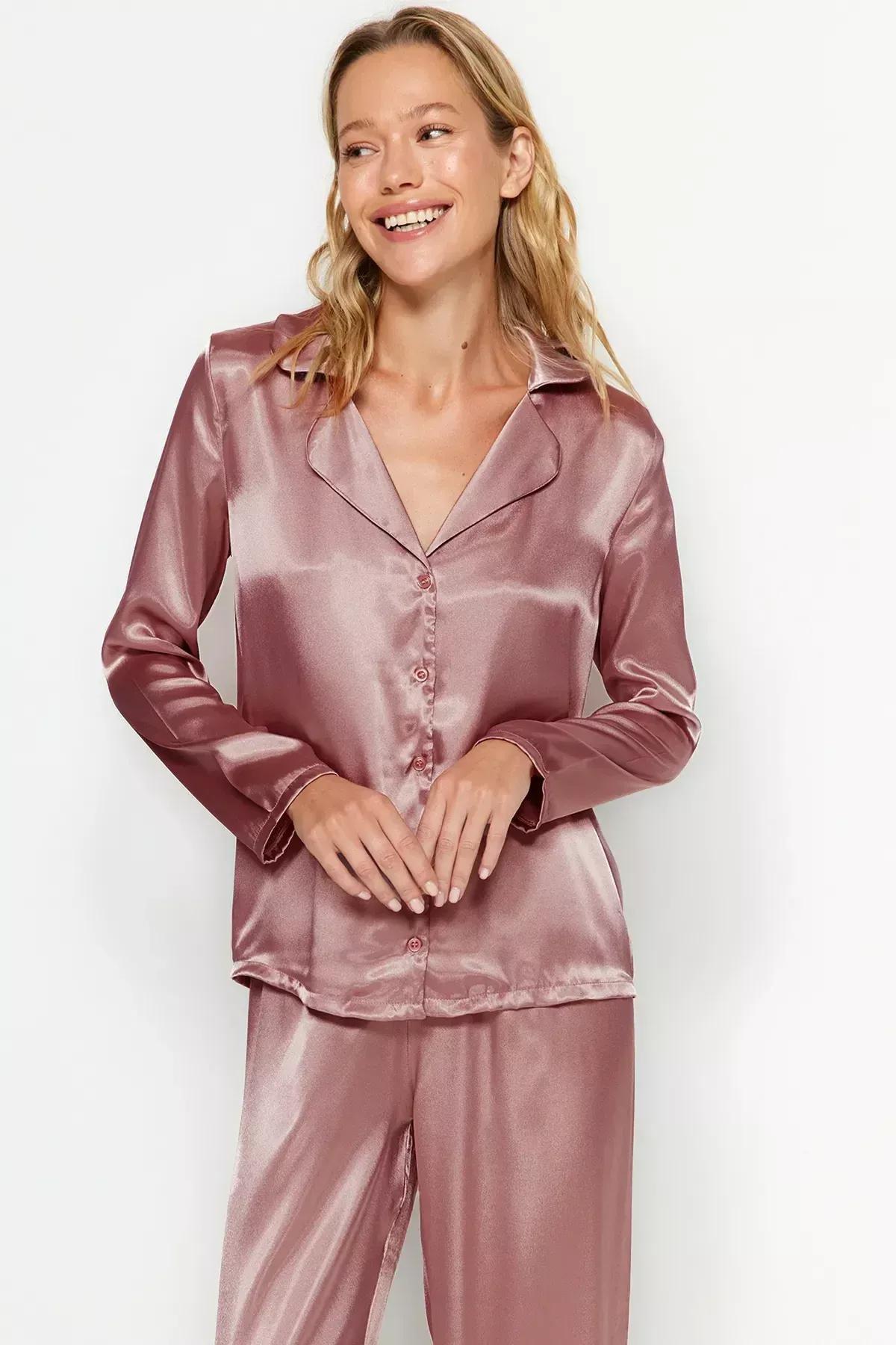 Pink Satin Weave Pyjamas Set, C101_1537, large image number 0