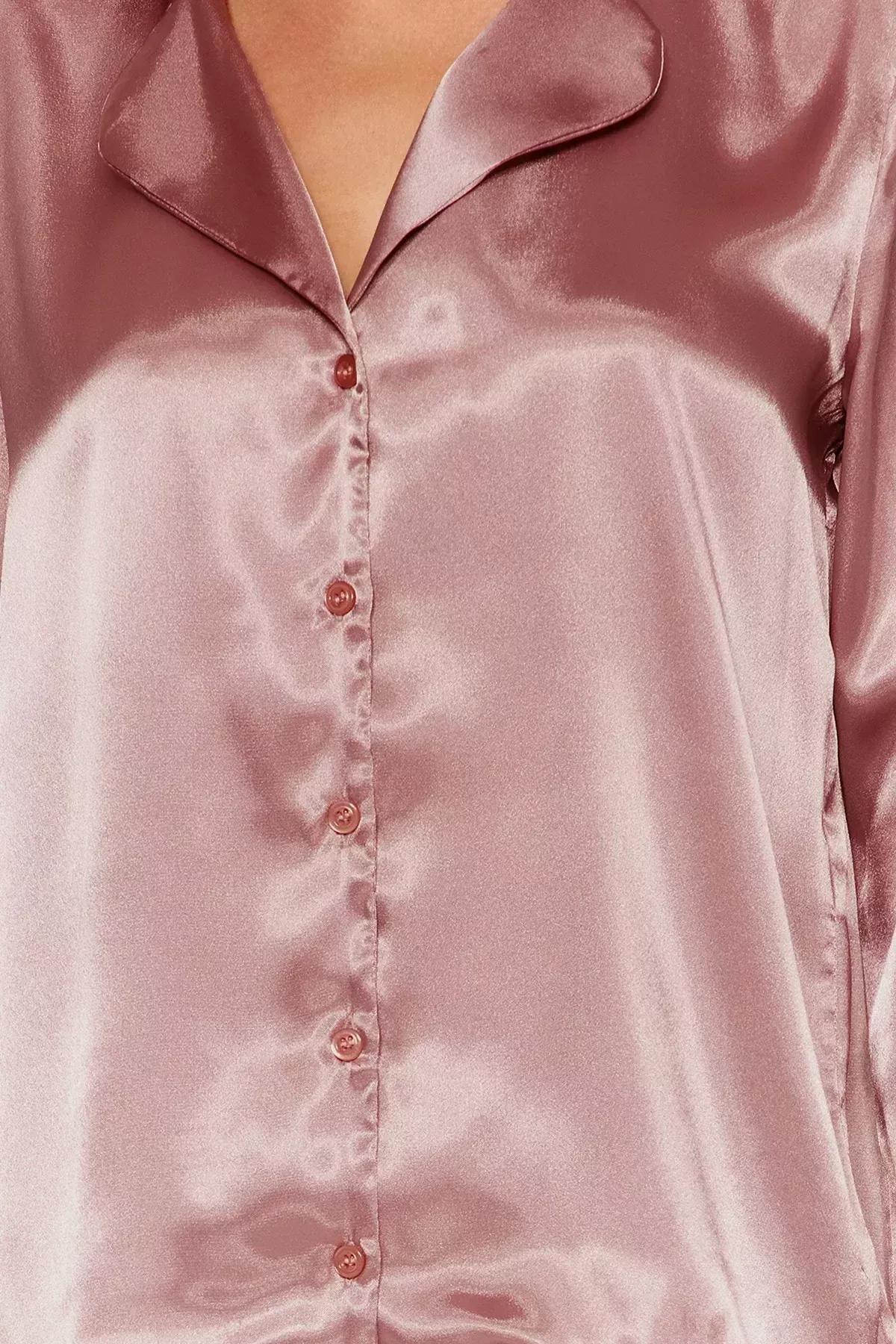 Pink Satin Weave Pyjamas Set, C101_1537, large image number 3