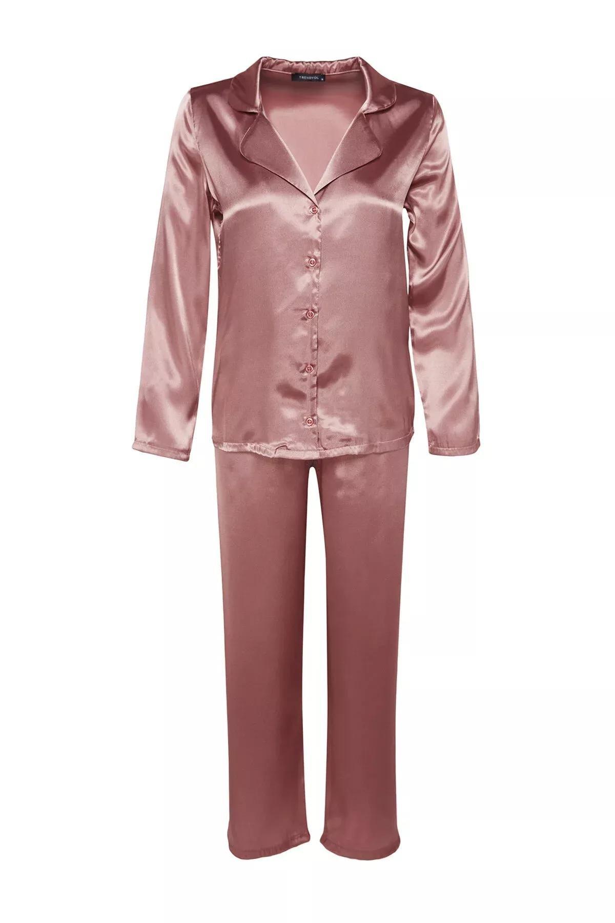 Pink Satin Weave Pyjamas Set, C101_1537, large image number 5