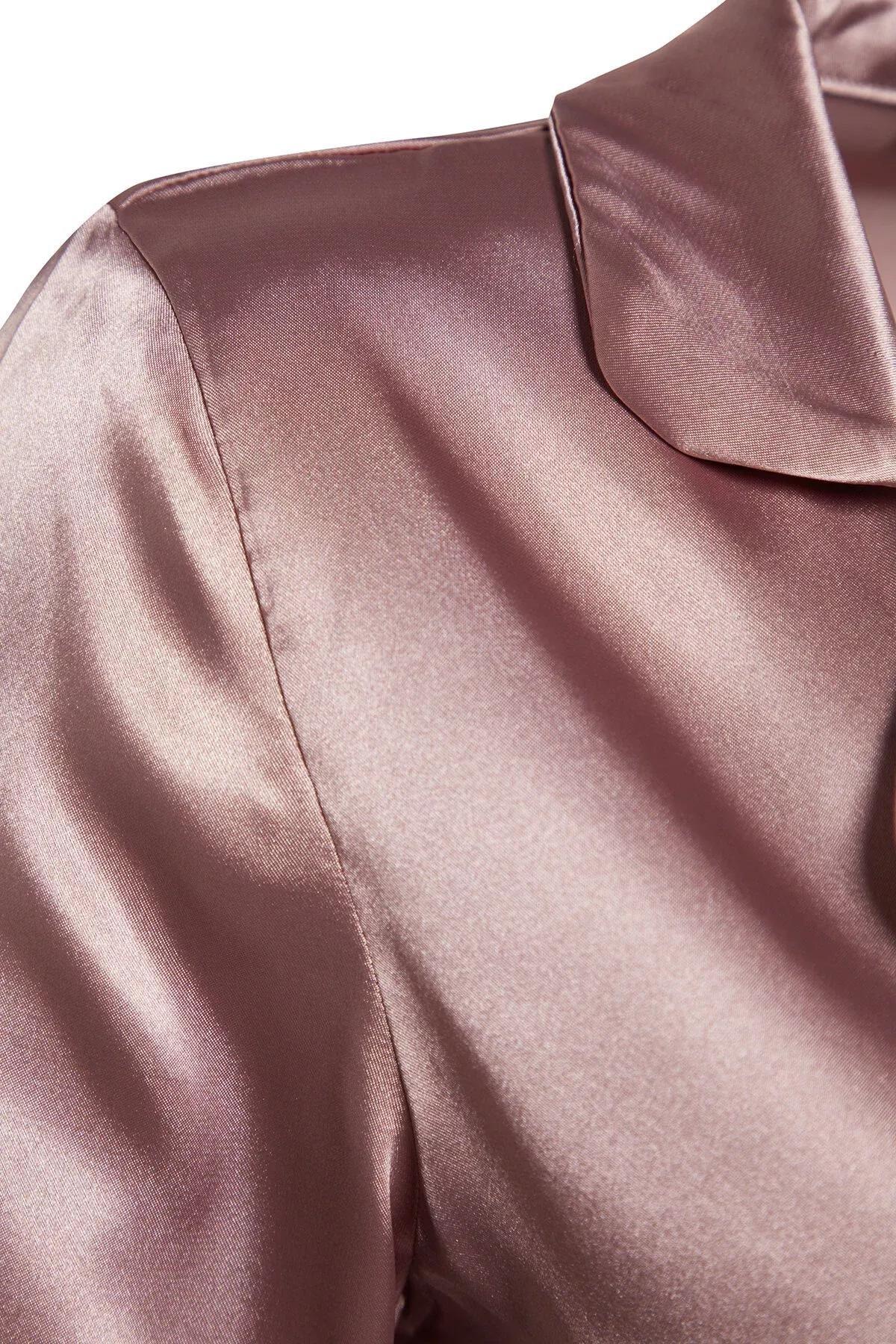 Pink Satin Weave Pyjamas Set, C101_1537, large image number 7