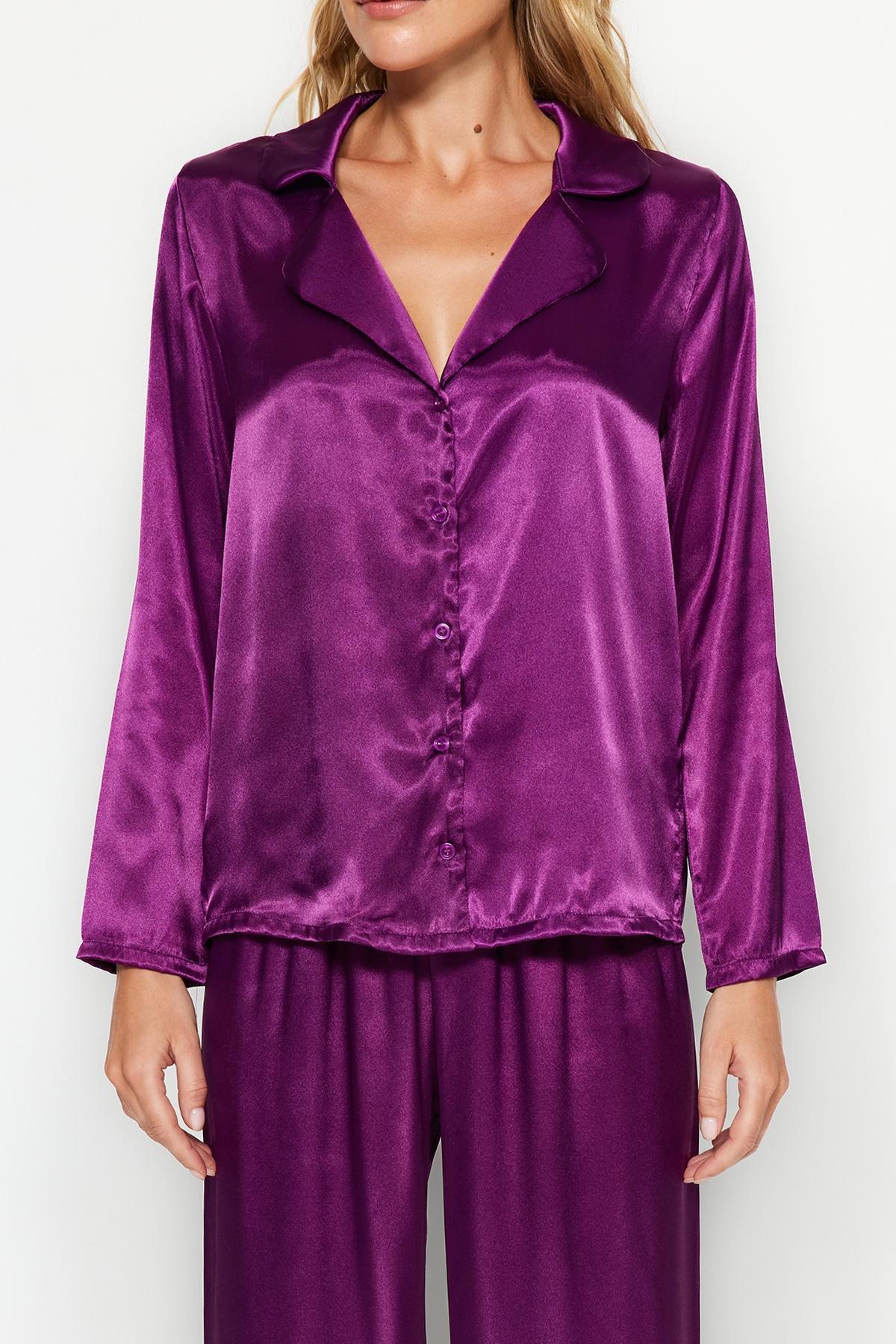 Trendyol - Purple Satin Weave Pyjamas Set