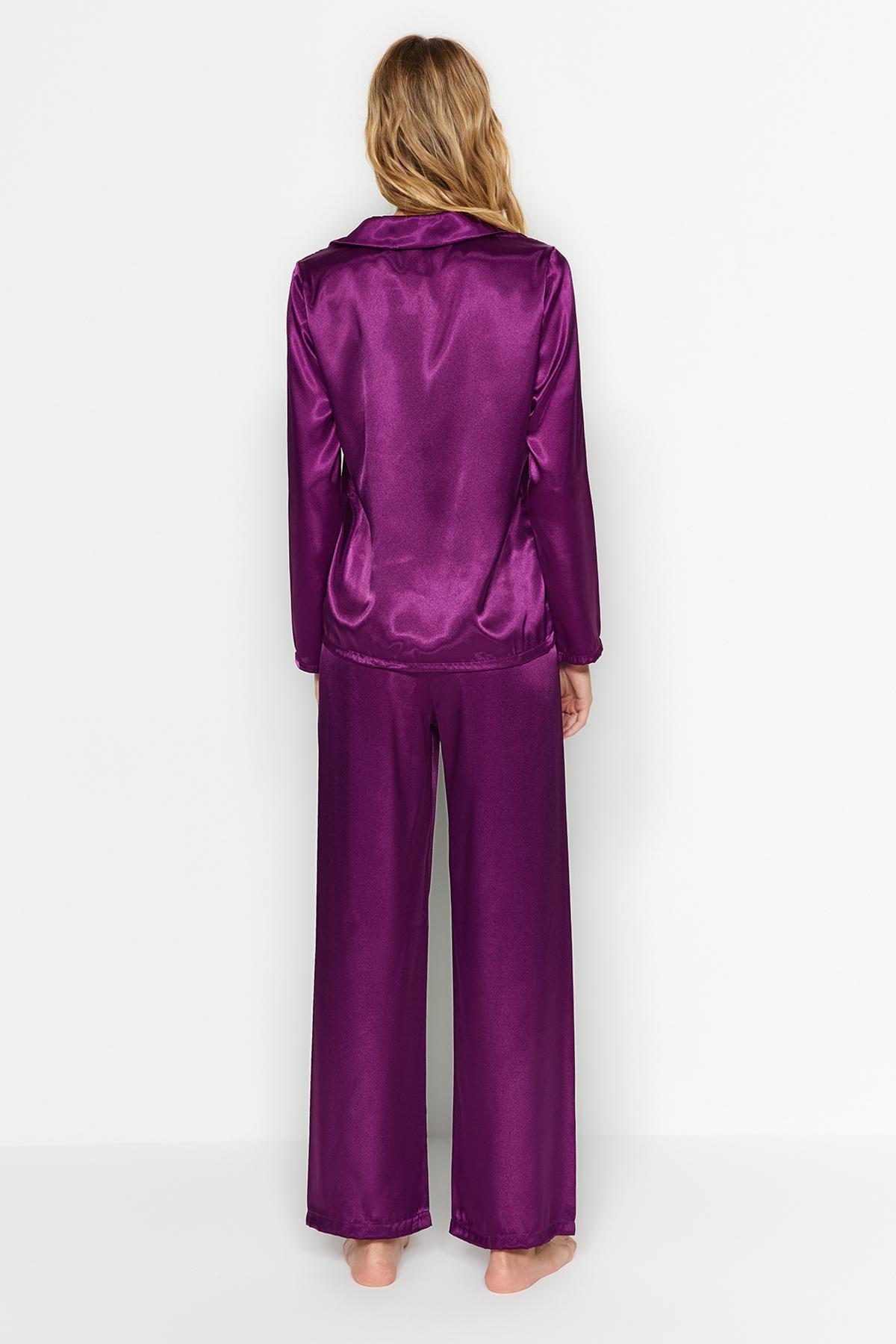 Purple Satin Weave Pyjamas Set, , large image number 5