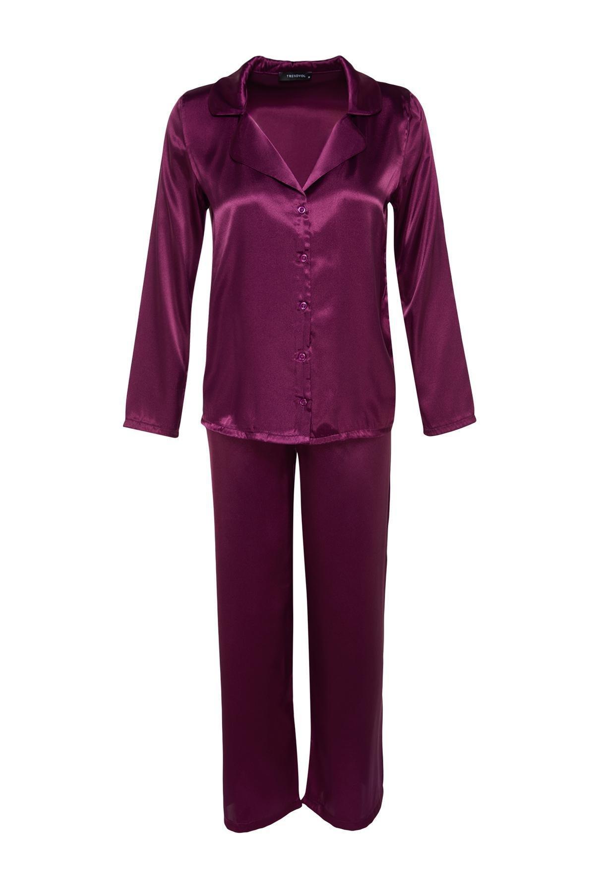Purple Satin Weave Pyjamas Set, , large image number 6