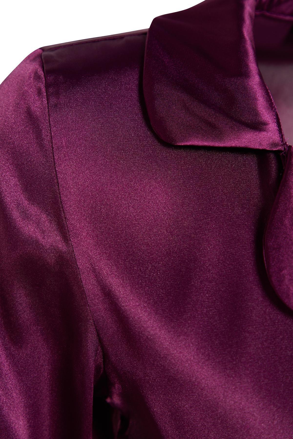 Purple Satin Weave Pyjamas Set, , large image number 7