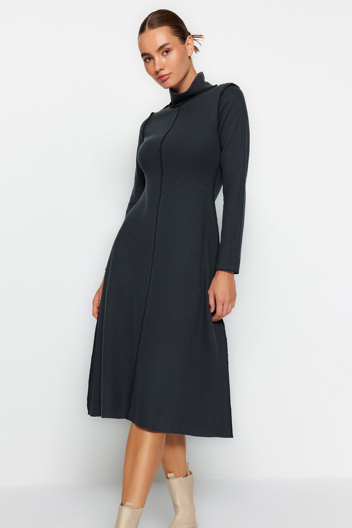 Grey A-Line Midi Dress, , large image number 2