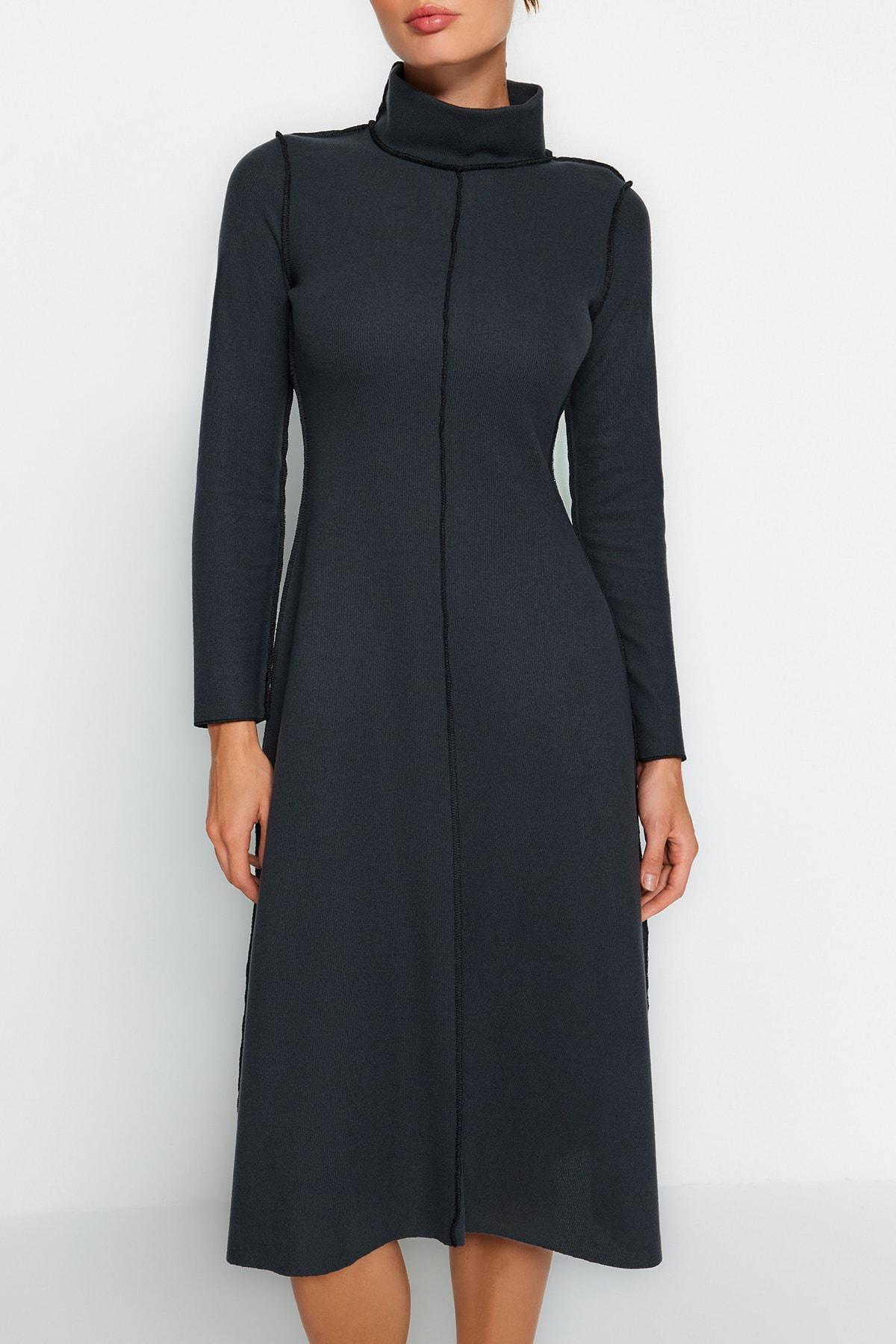 Grey A-Line Midi Dress, , large image number 3