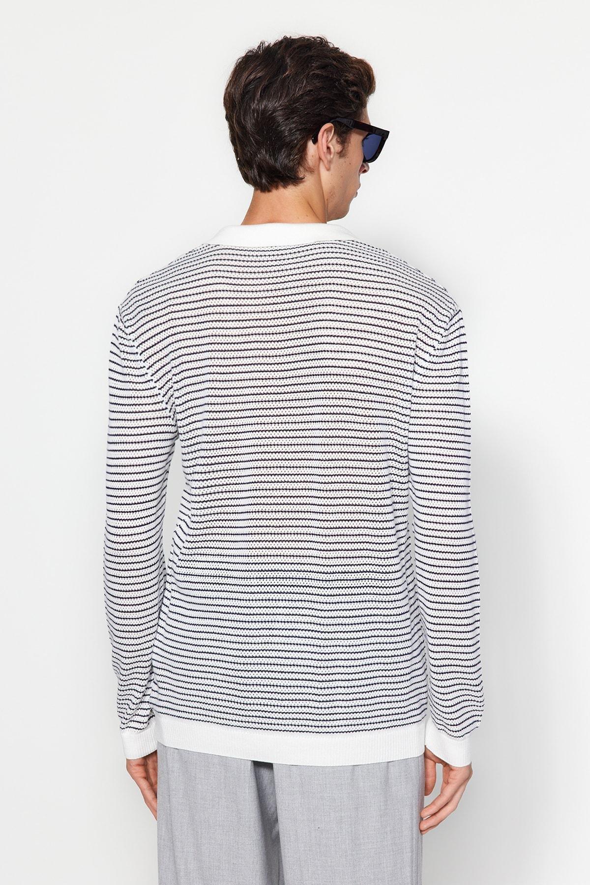 Trendyol - Cream Cotton Polo Neck Knitwear Sweater
