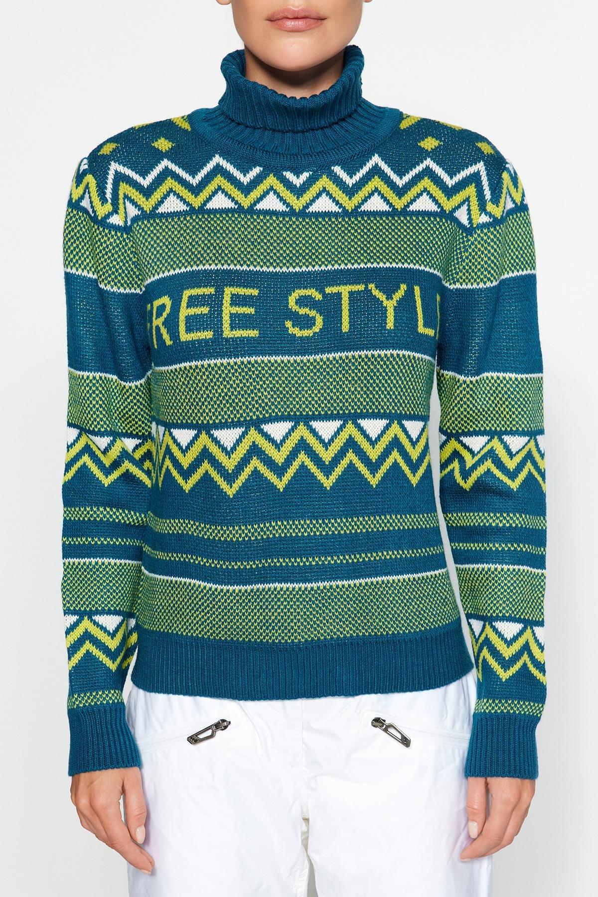 Trendyol - Navy Patterned Knitwear Sweater