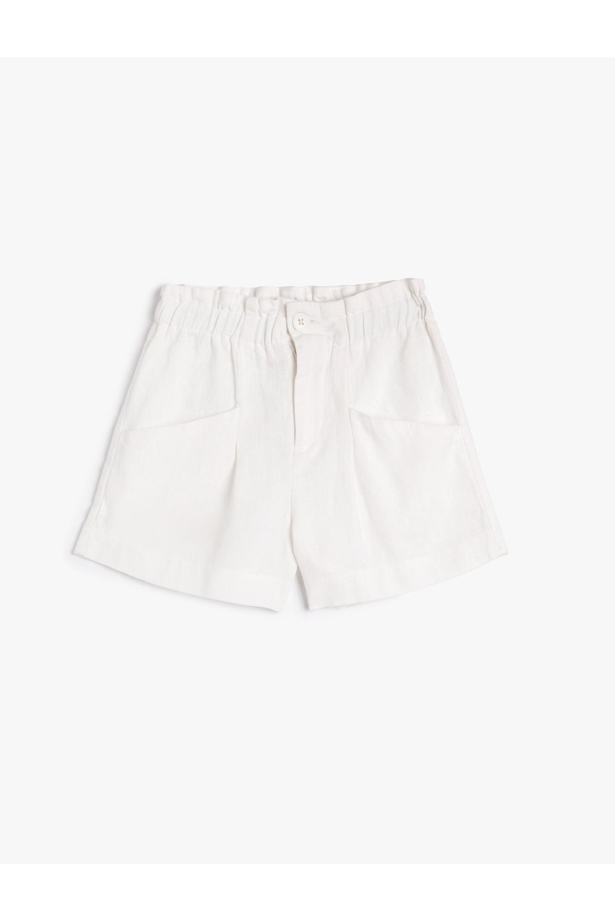 Koton - White Linen Shorts, Kids Girls