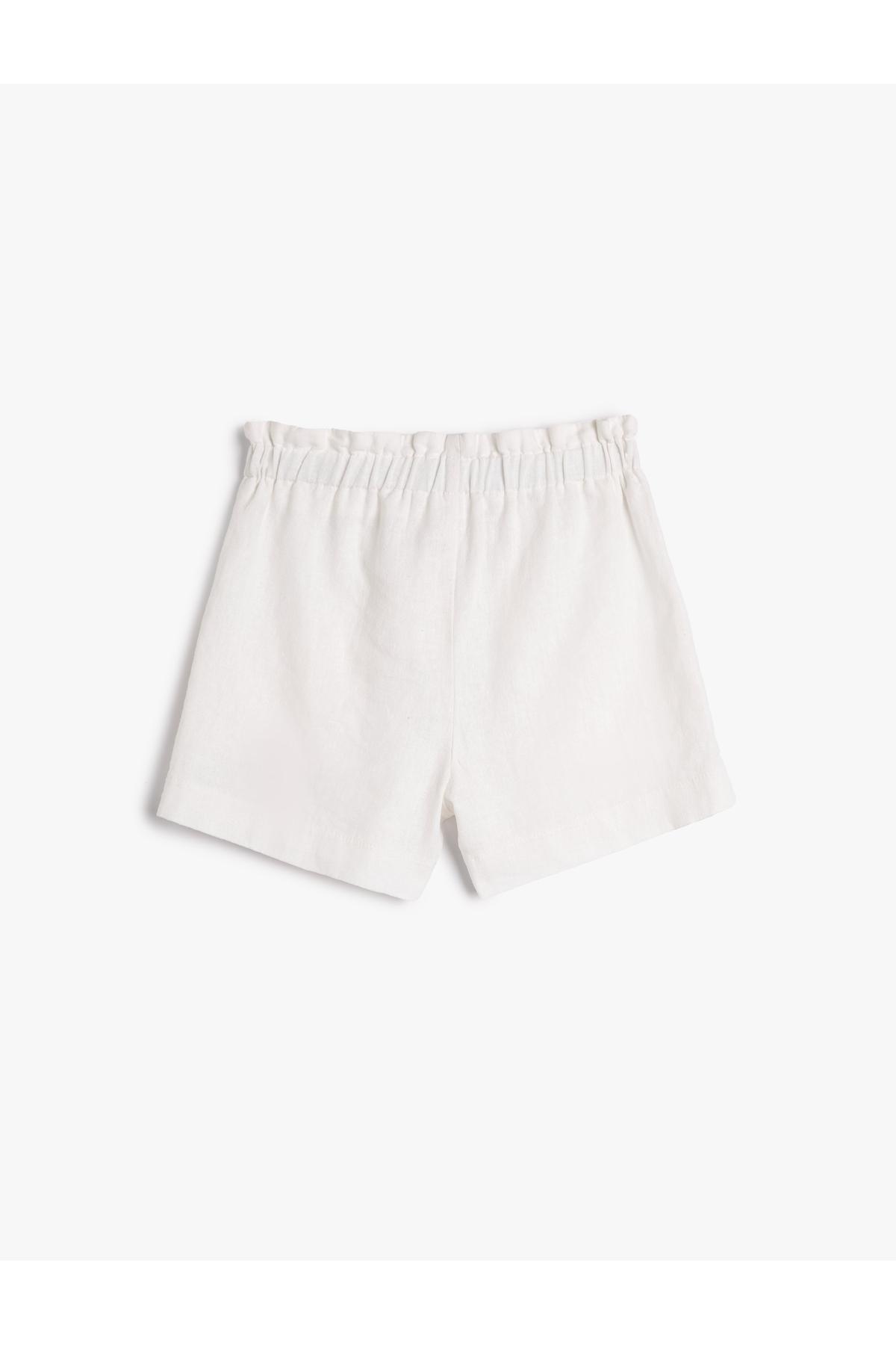 Koton - White Linen Shorts, Kids Girls