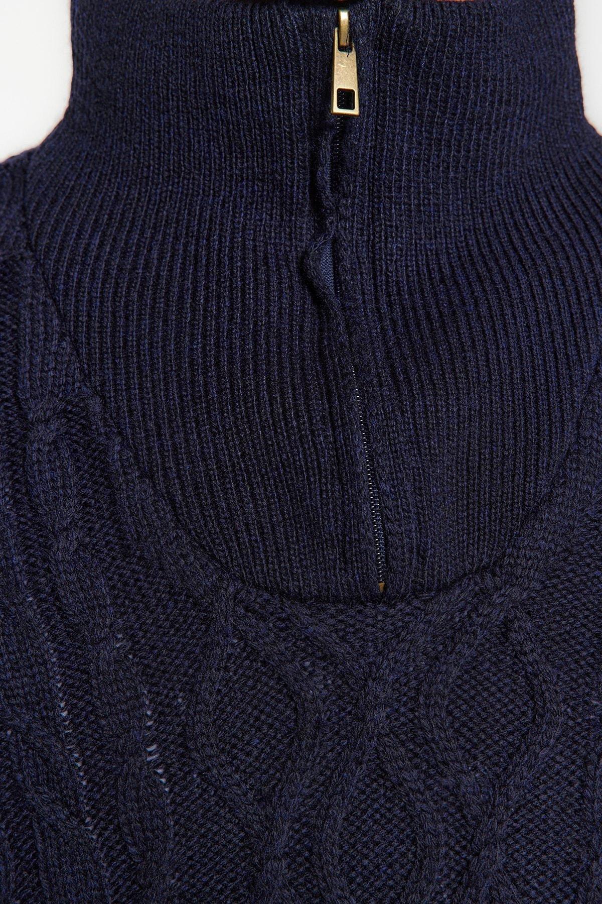 Navy Half Turtleneck Knitwear Sweater, , large image number 3