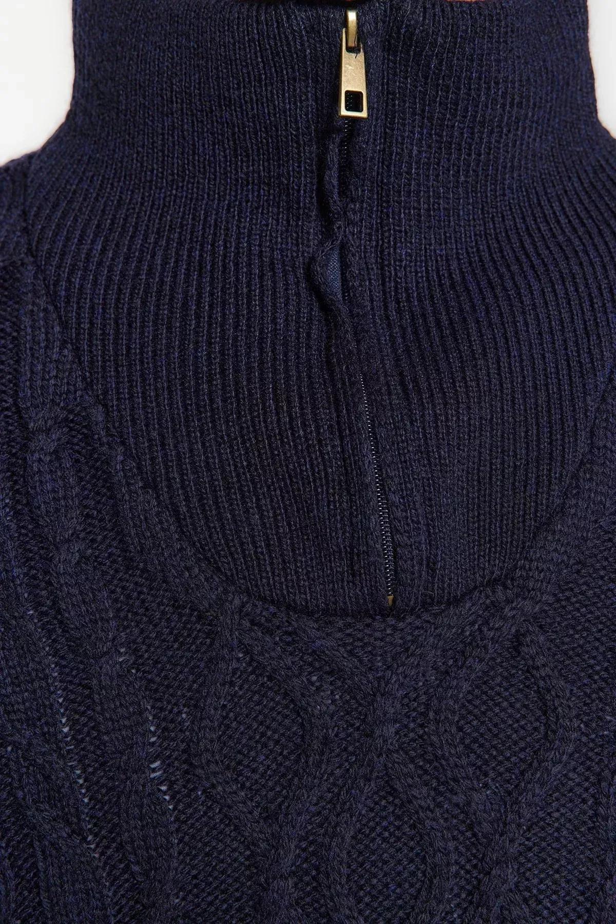 Navy Half Turtleneck Knitwear Sweater, , large image number 3