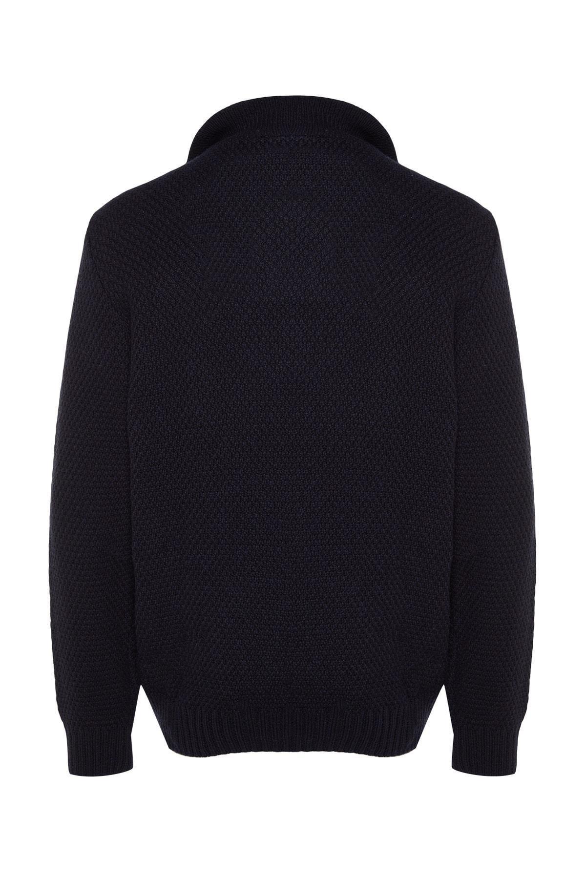 Navy Half Turtleneck Knitwear Sweater, , large image number 7