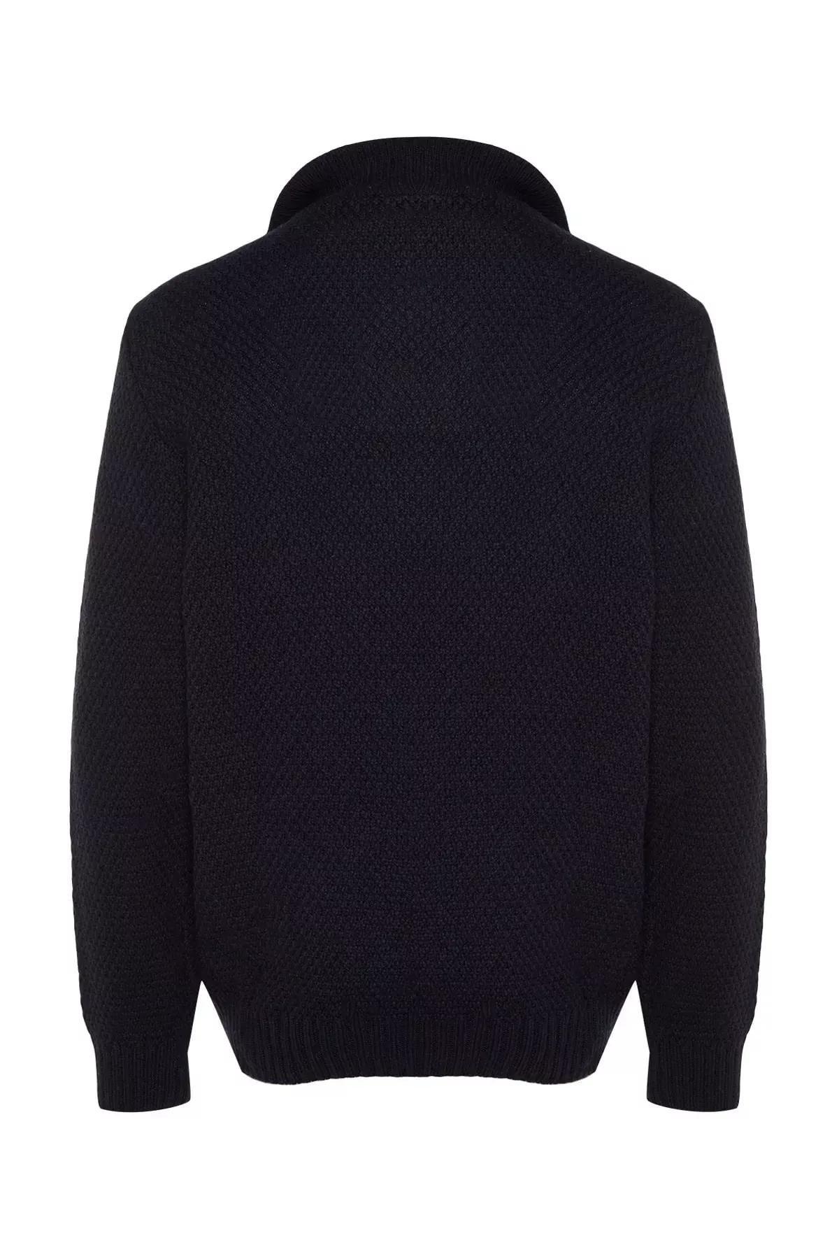 Navy Half Turtleneck Knitwear Sweater, , large image number 7