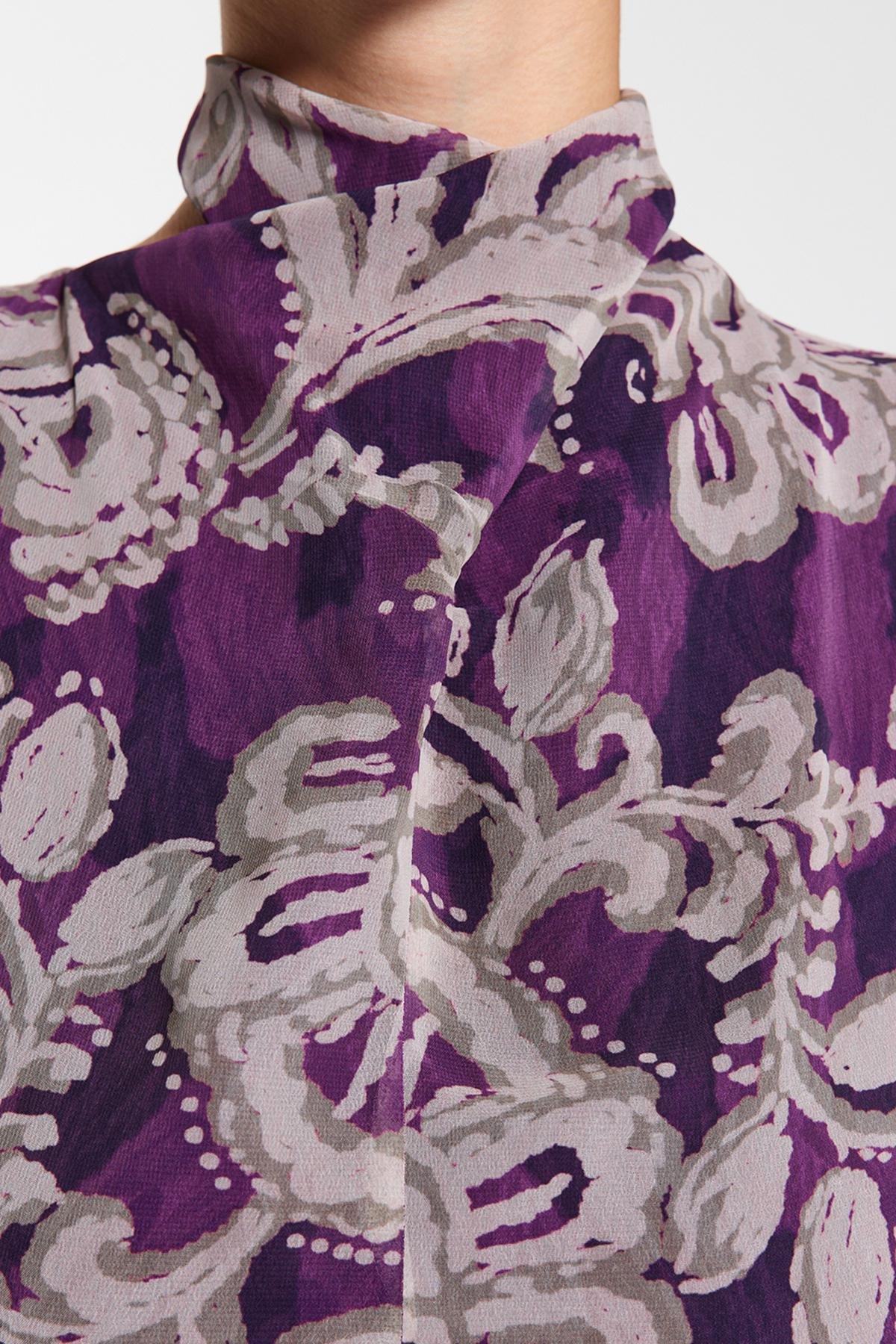 Purple Belted Skirt Chiffon Woven Dress, , large image number 7