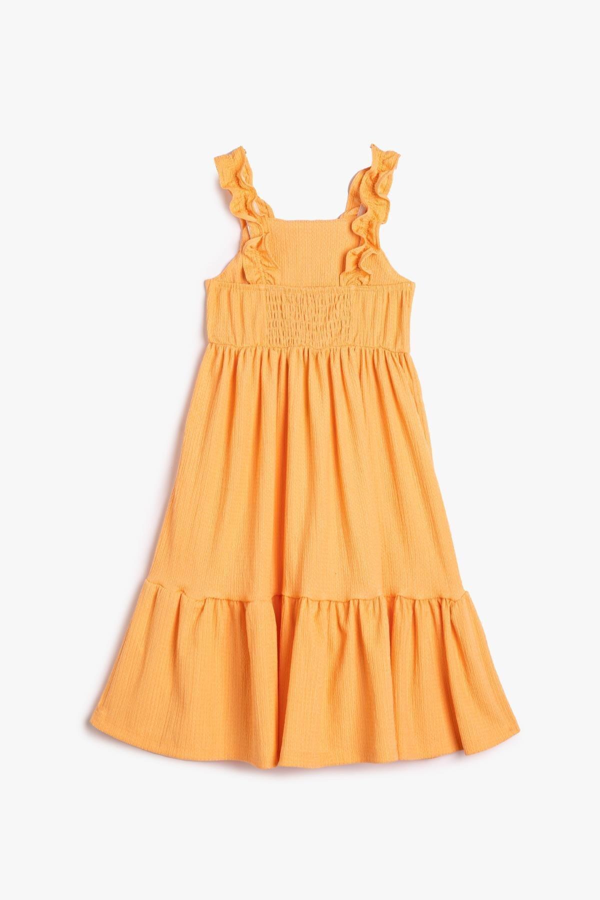 Koton - Orange Crew-Neck Dress, Kids Girls