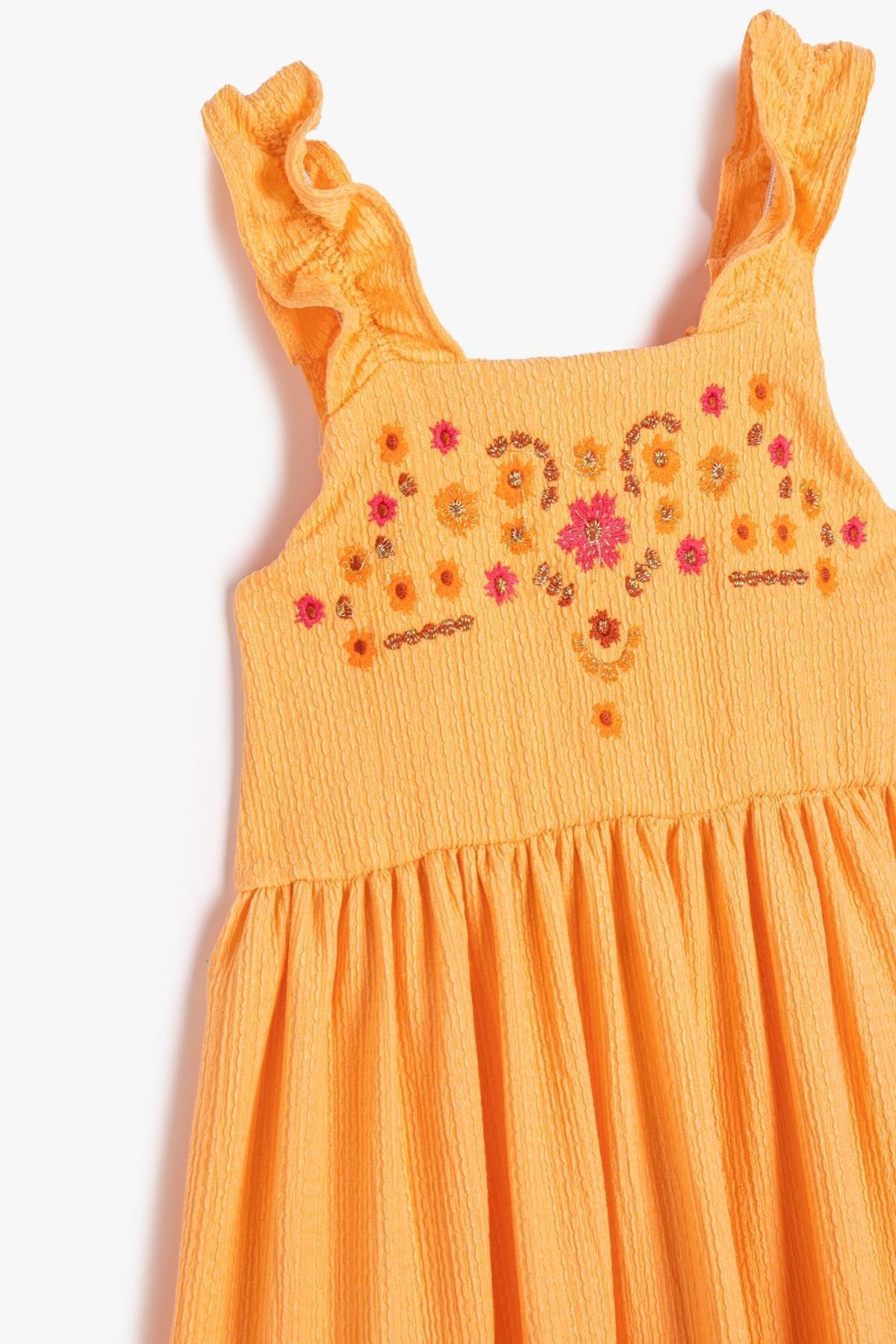 Koton - Orange Crew-Neck Dress, Kids Girls