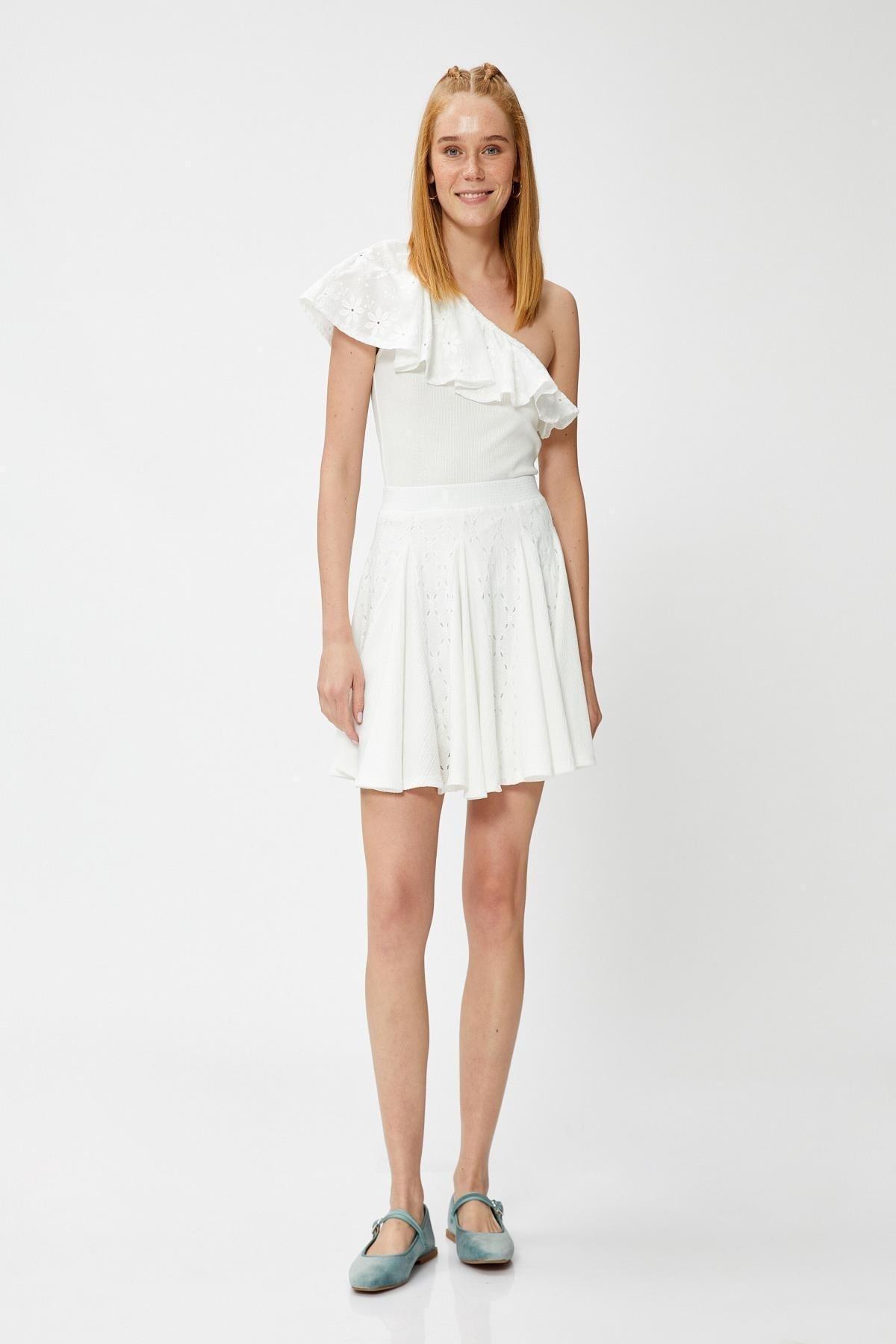 Koton - White Fitted A-Line Skirt
