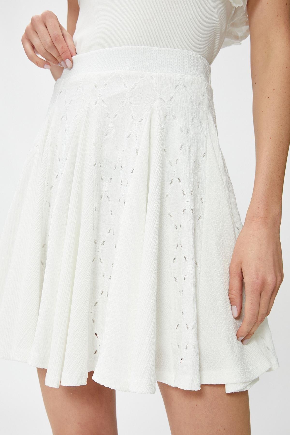 Koton - White Fitted A-Line Skirt