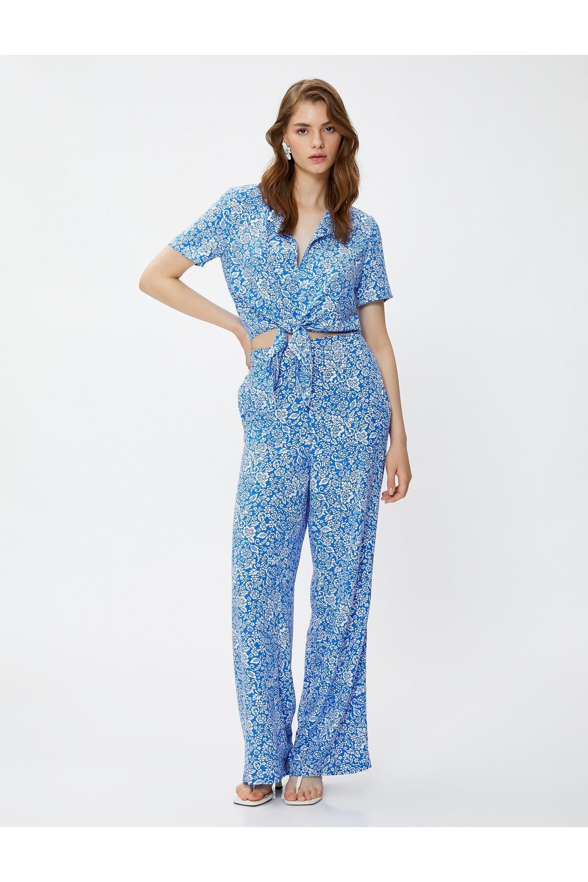 Koton - Blue Pattern Floral Trousers