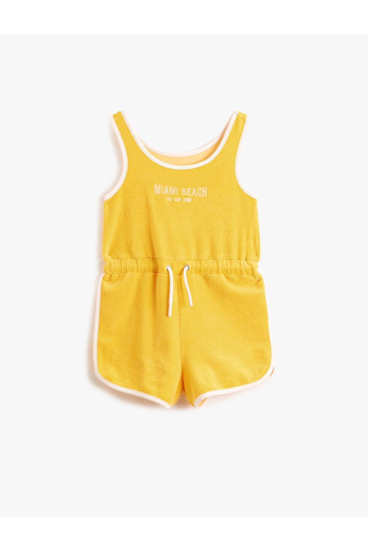 Koton - Yellow Tied Waist Overalls, Kids Girls