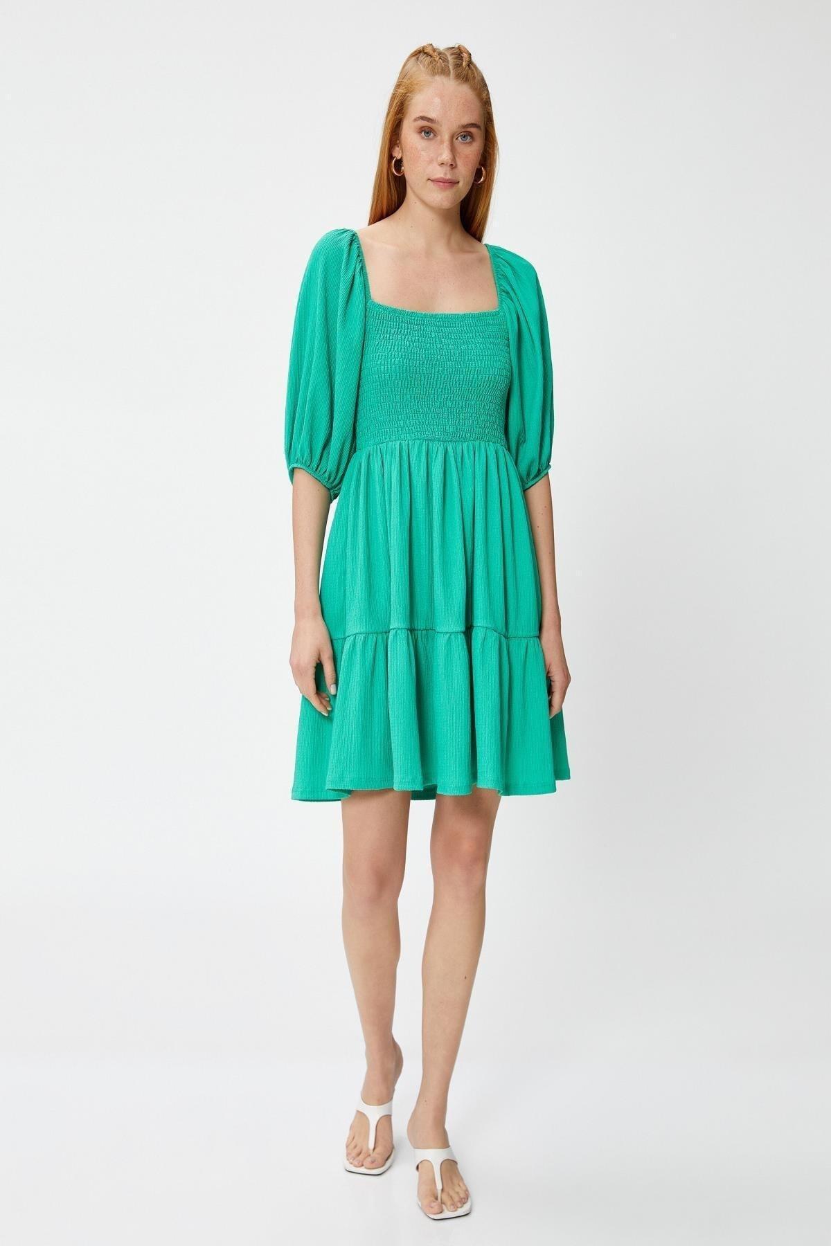 Koton - Green Balloon Sleeve Dress