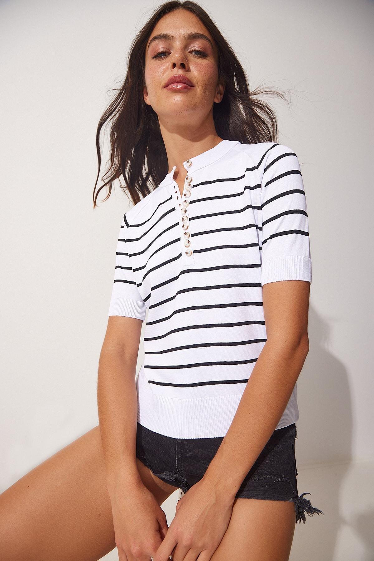 White Striped Blouse, , large image number 1