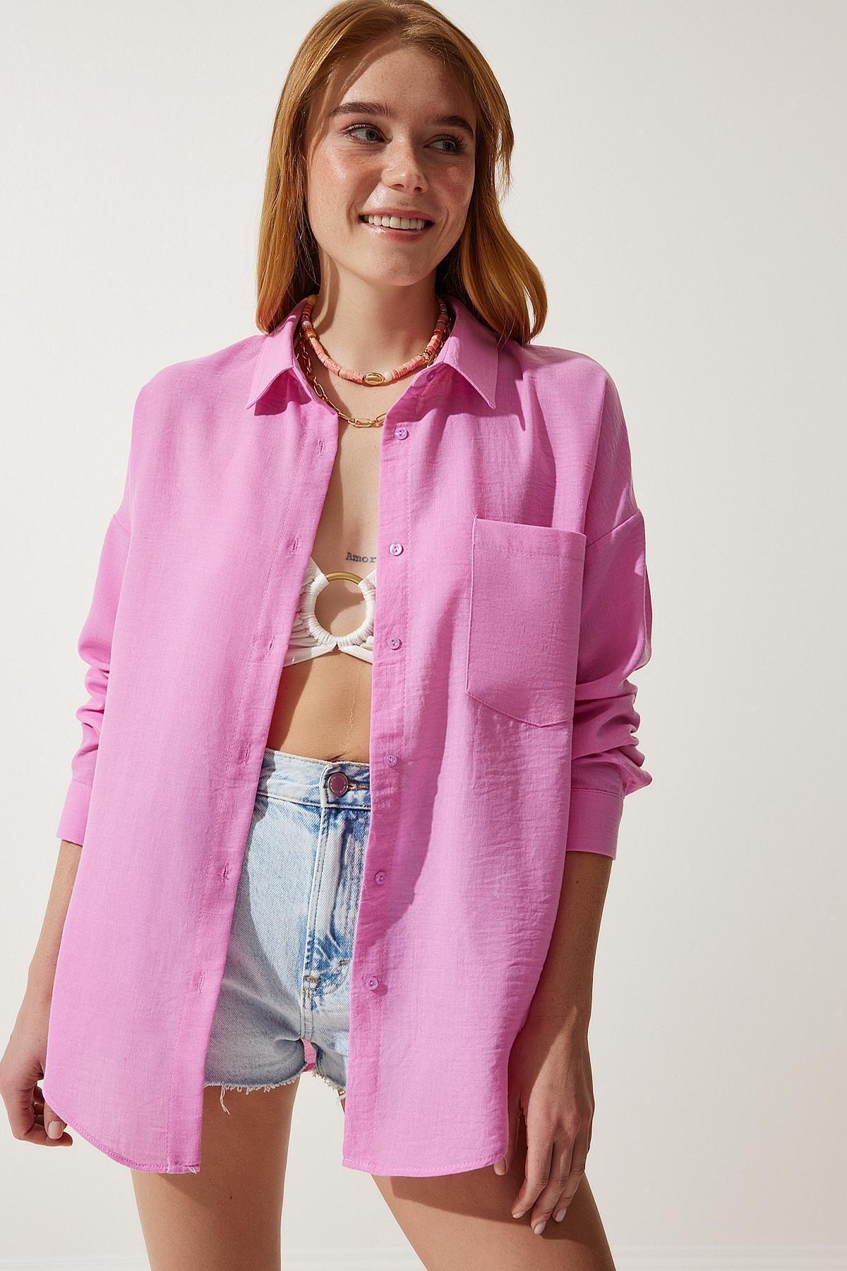 Pink Plain Button Down Shirt, , large image number 0
