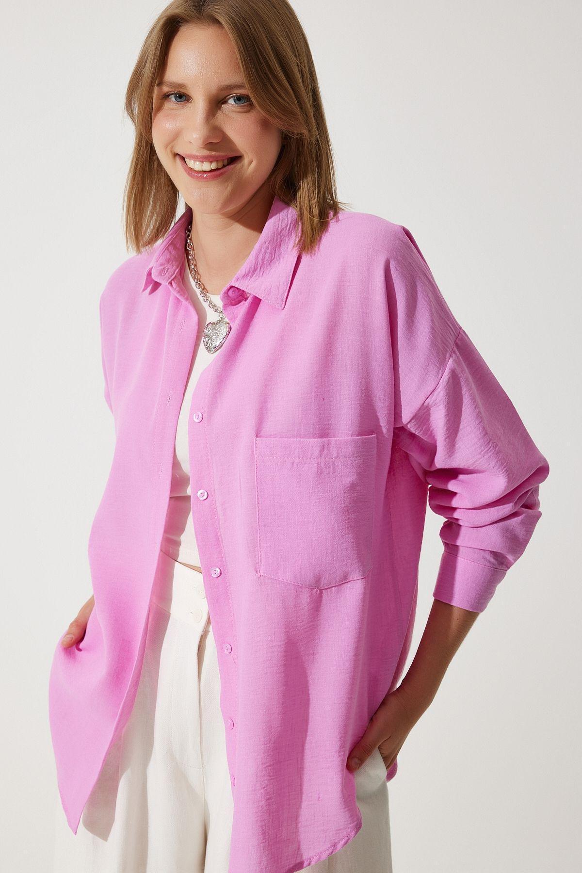 Pink Plain Button Down Shirt, , large image number 2