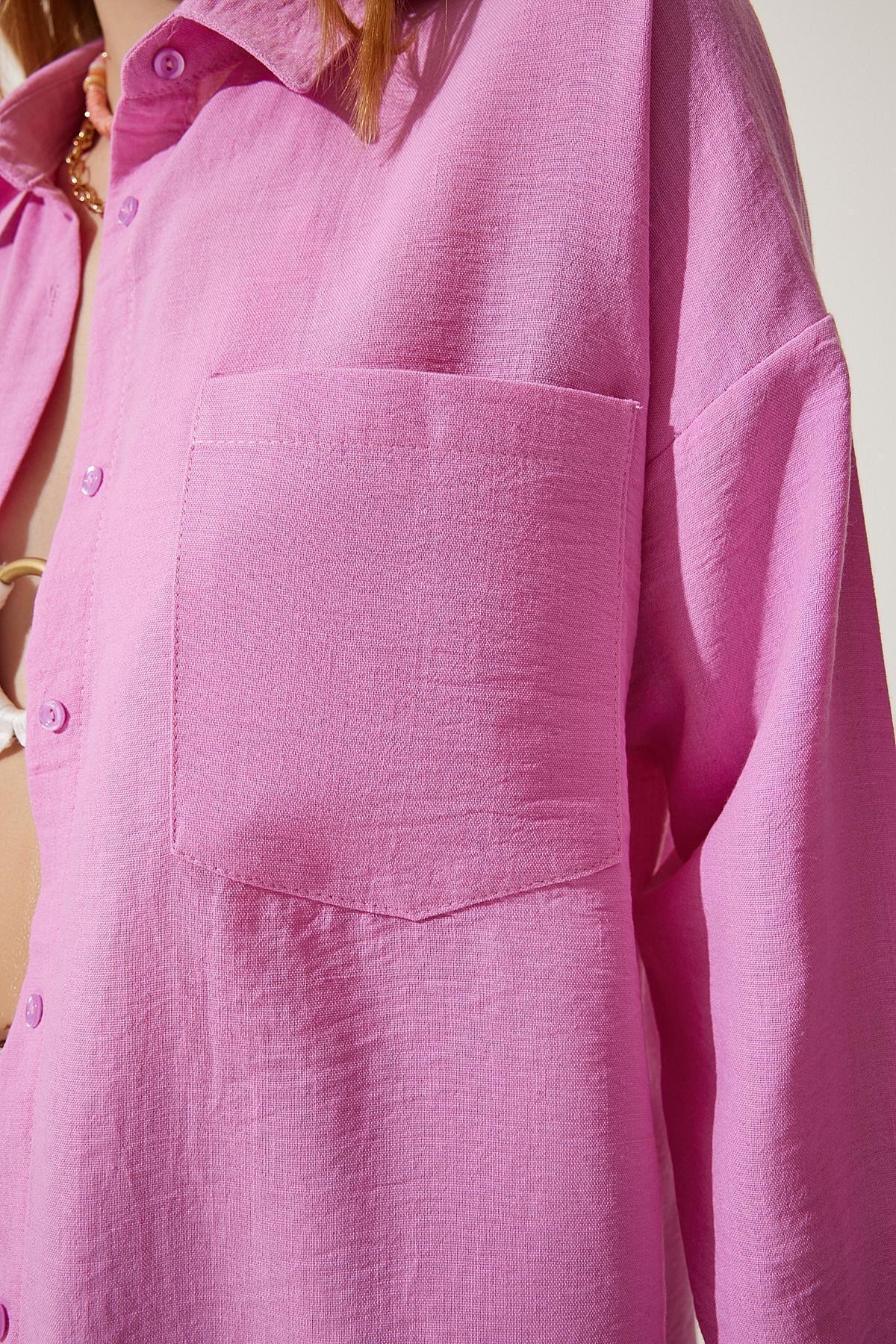 Pink Plain Button Down Shirt, , large image number 3