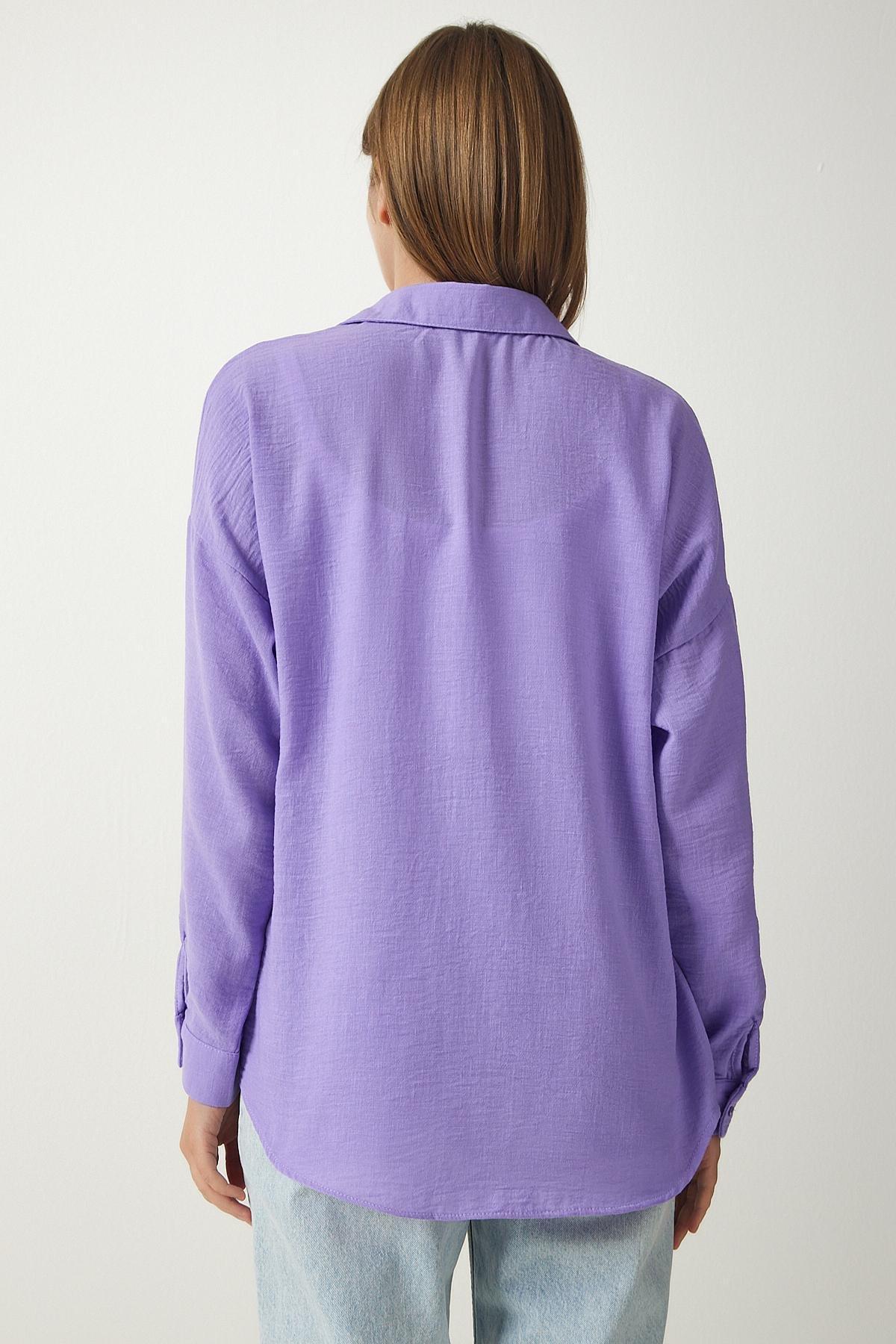 Purple Oversize Linen Ayrobin Shirt, , large image number 8