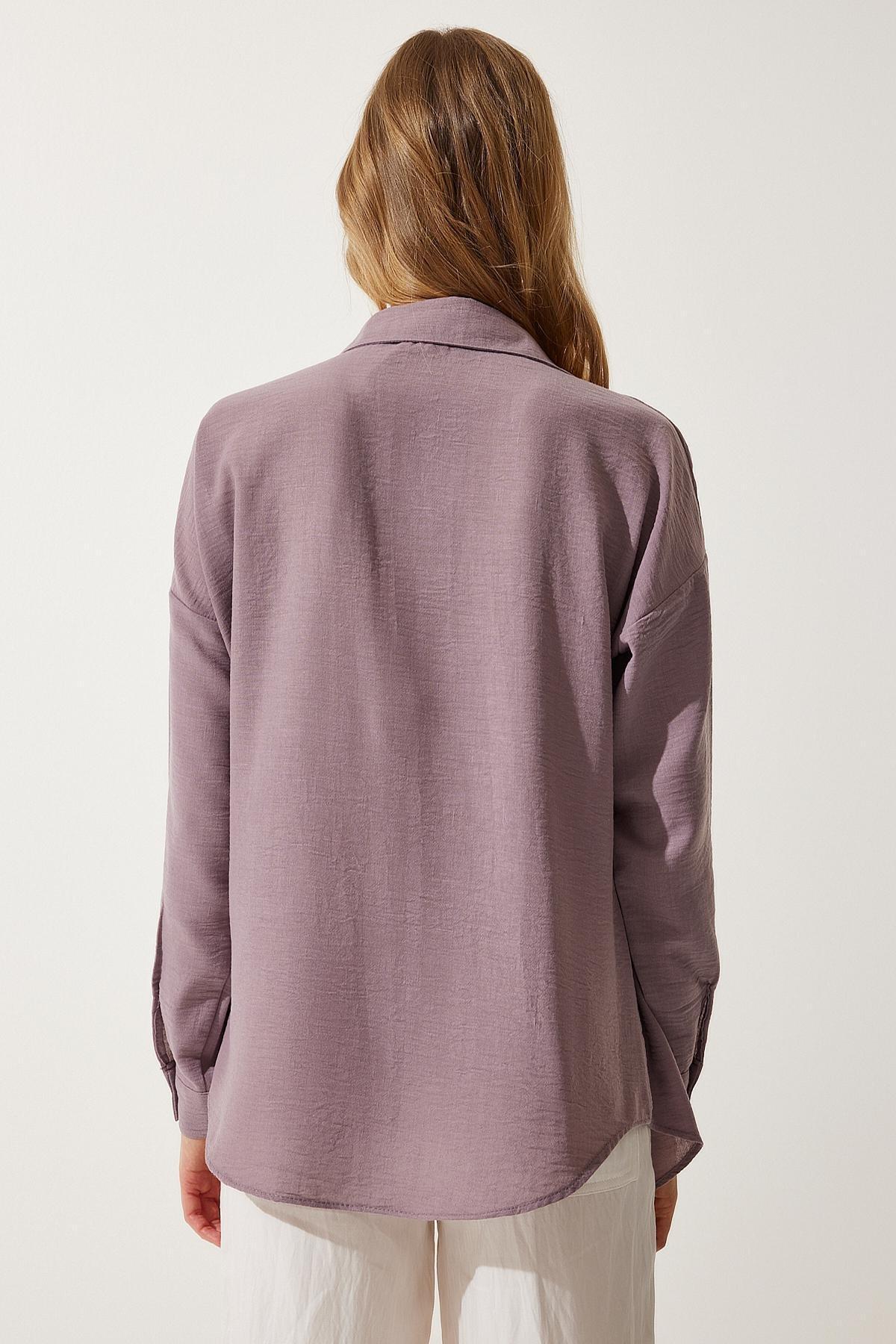 Purple Oversize Linen Ayrobin Shirt, , large image number 9
