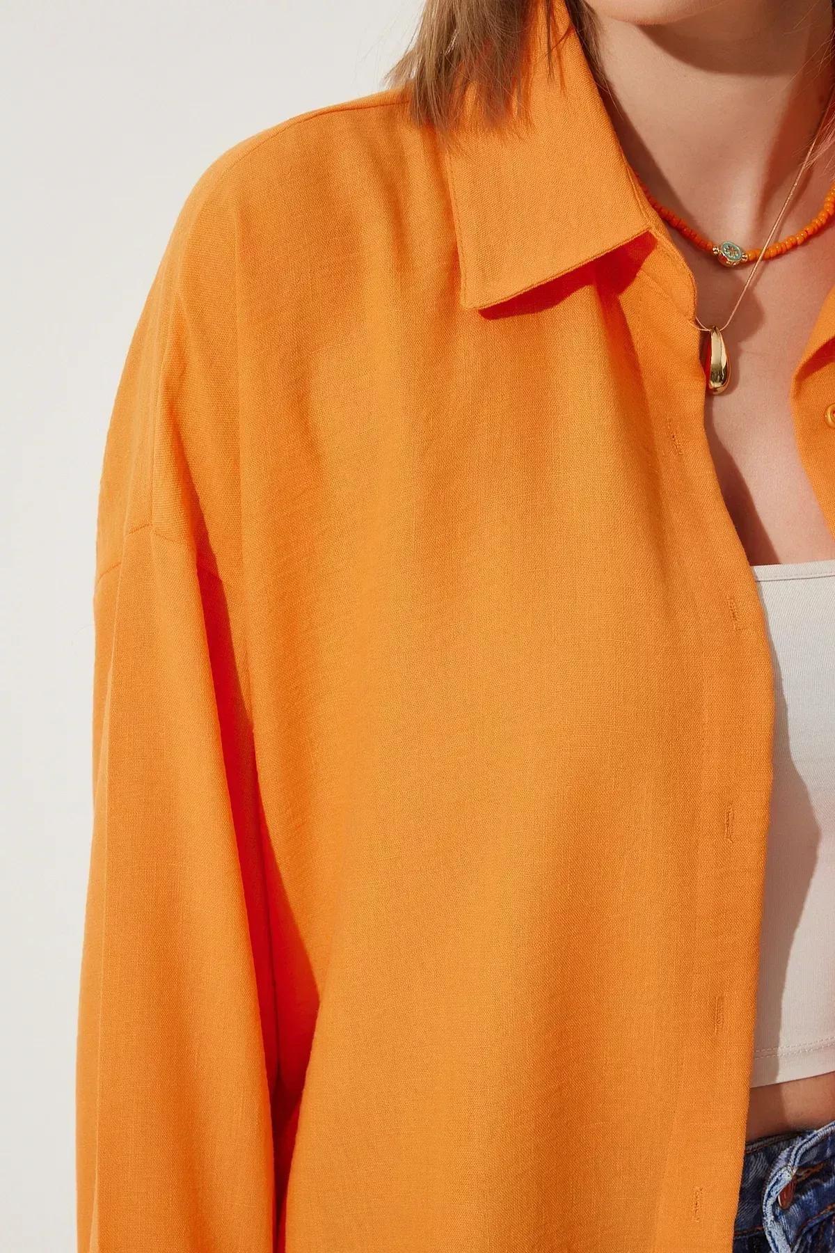 Orange Oversize Arion Shirt, Orange, large image number 4
